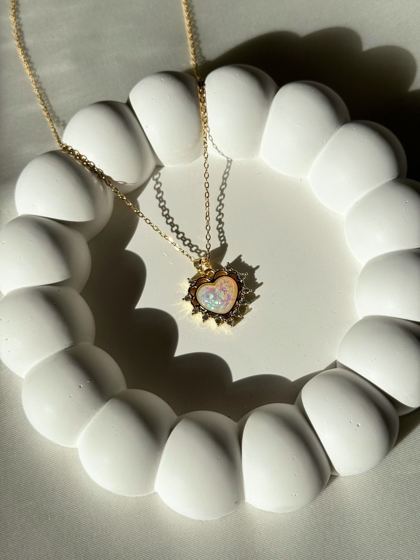 Çelik Opal Vintage Kalp Kolye