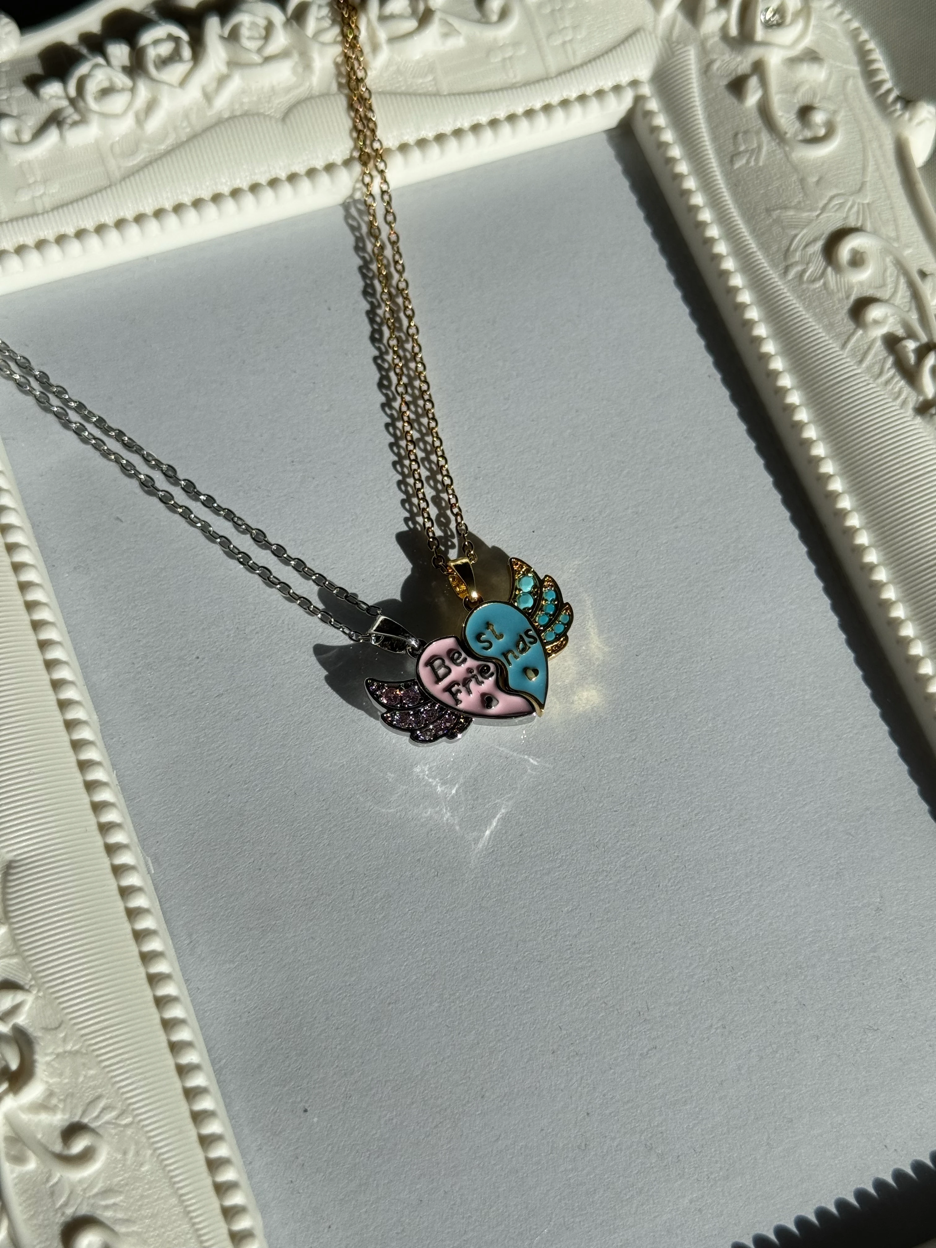 Çelik Mıknatıslı Kalp Best Friends Kolye Seti