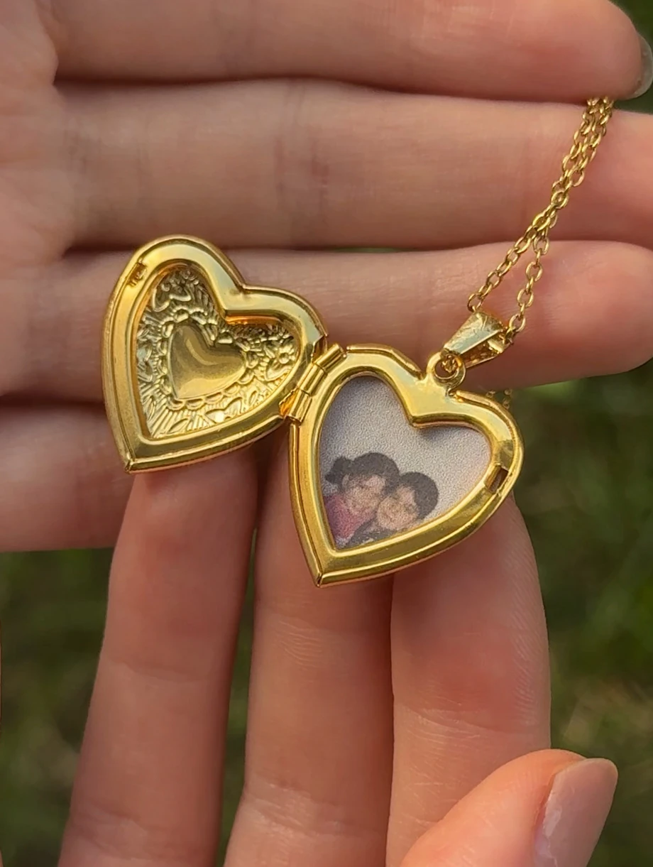 Kapaklı Açılabilir Çelik Fotoğraflı Kalp Kolye