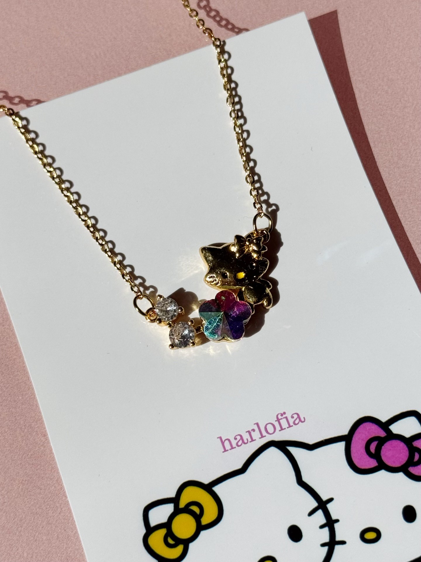 Çelik Gold Taşlı Hello Kitty Kolye