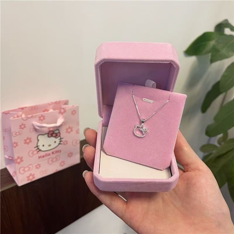 Gümüş Kaplamalı Minimal Shiny Hello Kitty Kolye