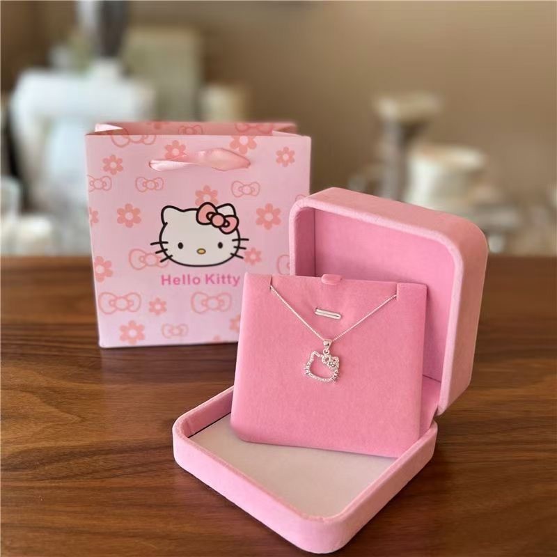 Gümüş Kaplamalı Minimal Shiny Hello Kitty Kolye