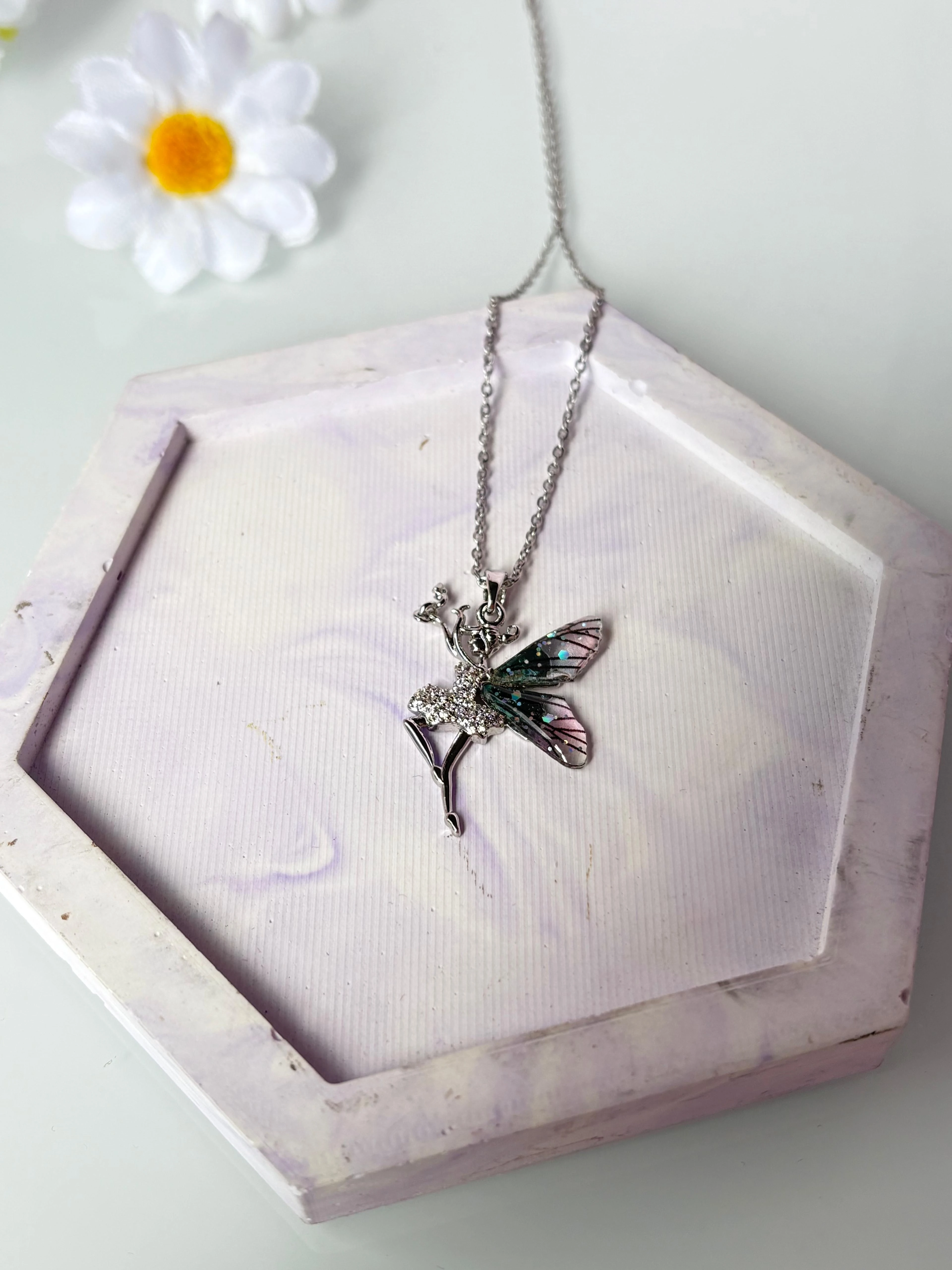 Çelik Rodyum Tinkerbell Kolye