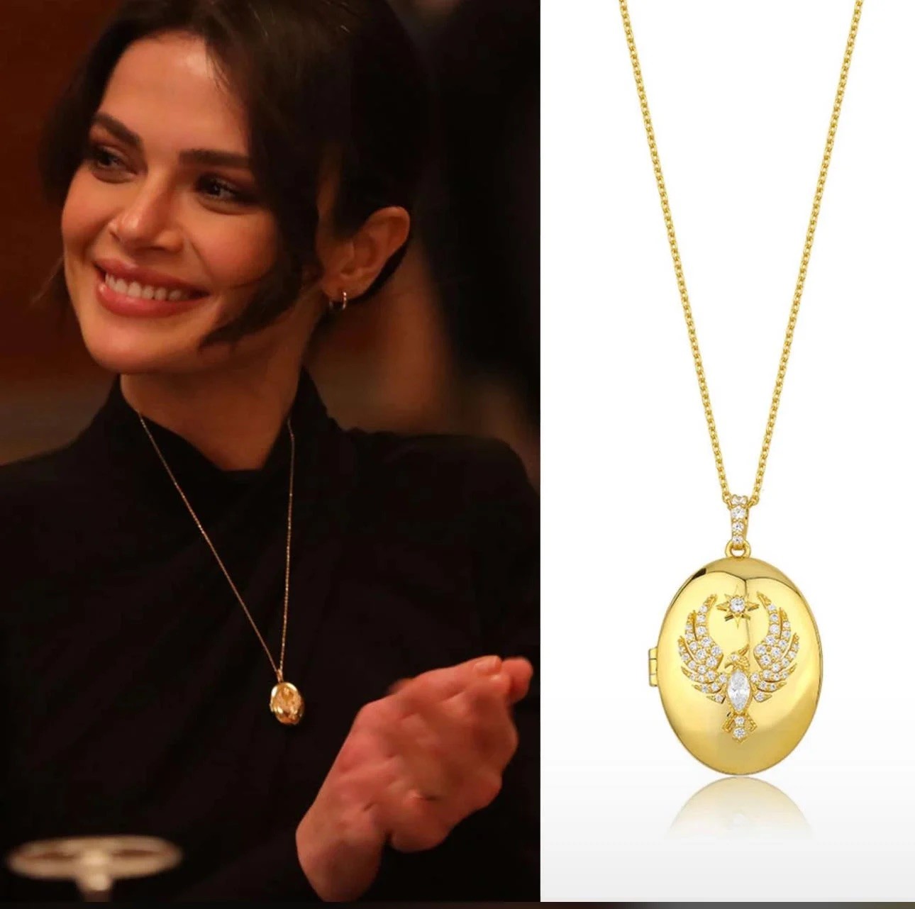 925 Ayar Gümüş Gold Kaplama Kapaklı Anka Kuşu Alya Kolye