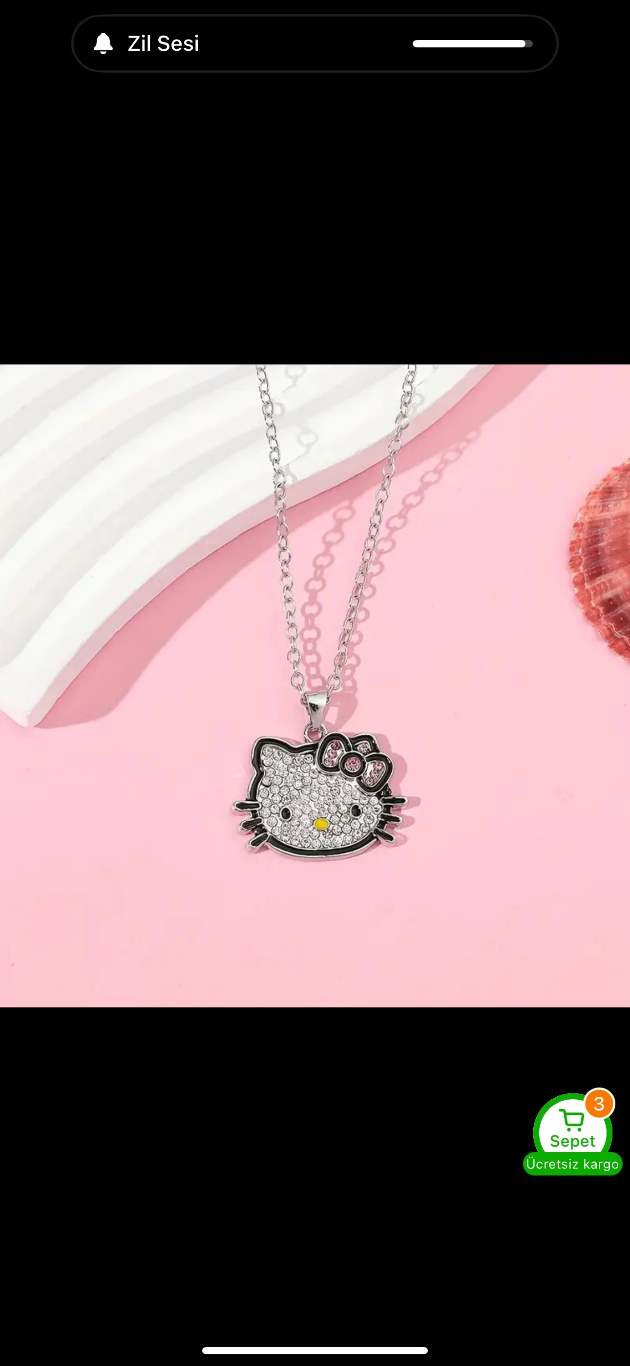 Rodyum Hello Kitty Taşlı Kolye