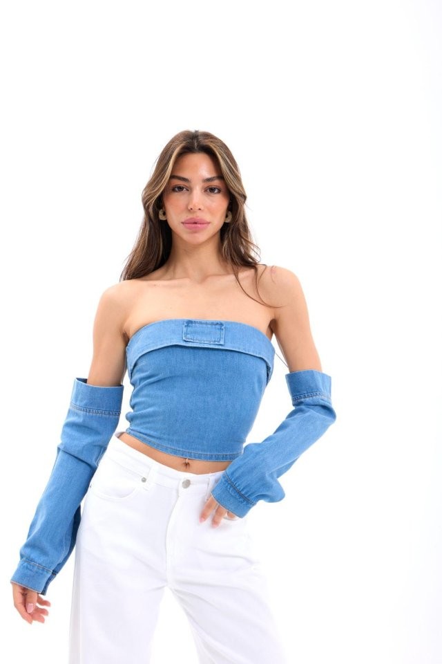 7358 KOT BLUZ-MAVİ