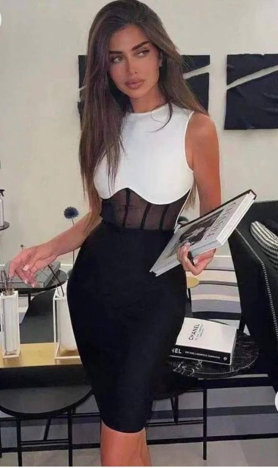 Kadın Dalgıç Kumaş Ortası Tüllü Elbise