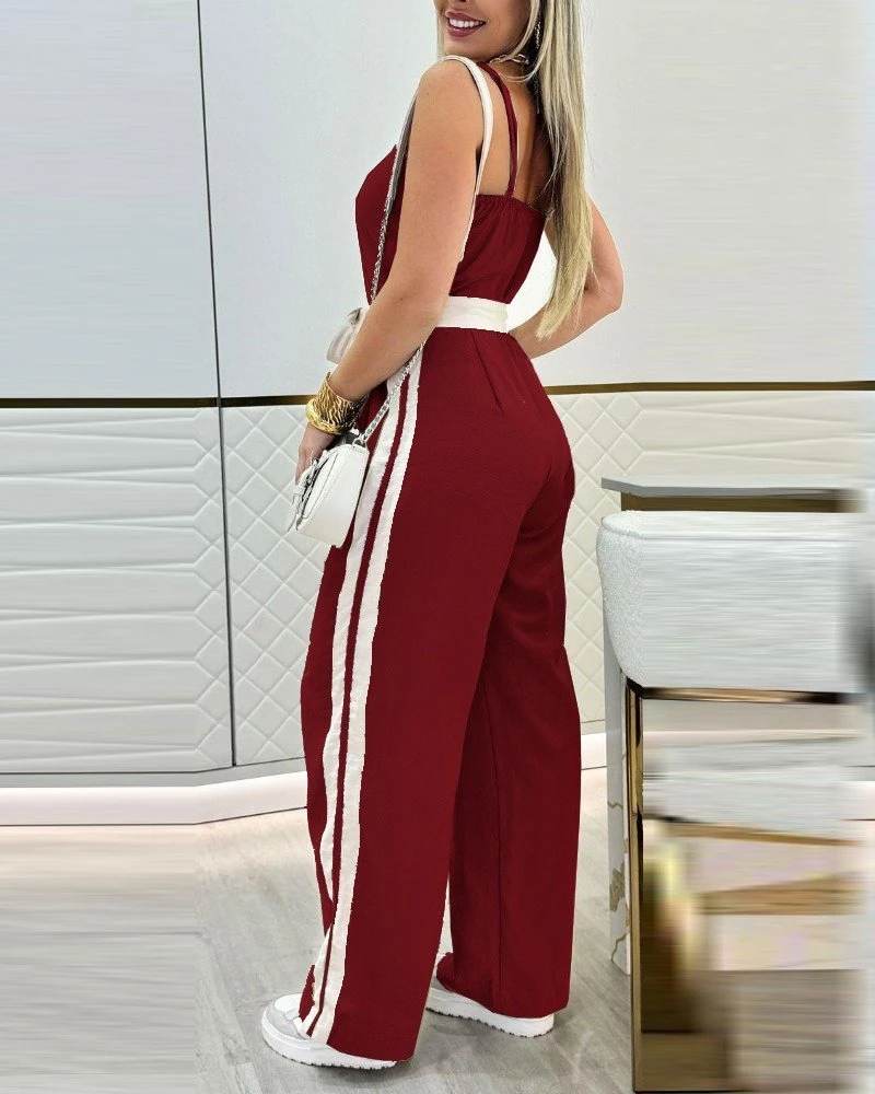 Kadın Ip Askılı Straplez Belden Kuşaklı Viskon Iki Iplik Tulum