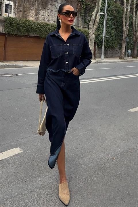 Veronika Yırtmaçlı Denim Takım 9913
