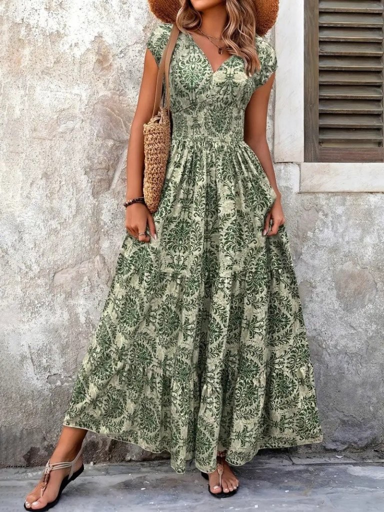 Kadın Kısa Kollu Kruvaze Yaka Beli Lastikli Süprem