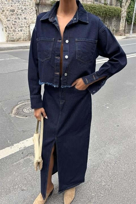 Veronika Yırtmaçlı Denim Takım 9913