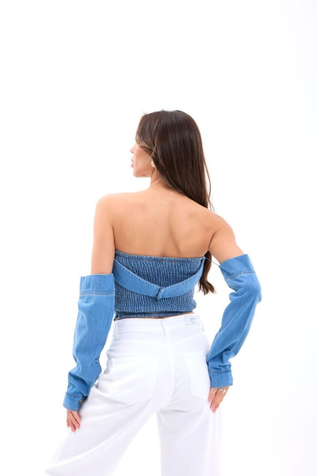 7358 KOT BLUZ-MAVİ