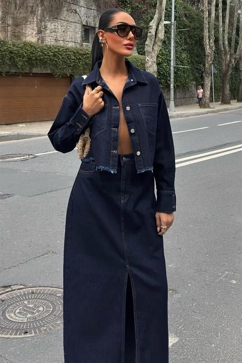 Veronika Yırtmaçlı Denim Takım 9913