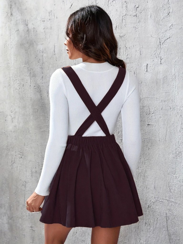 Kadın Askılı Sırttan çapraz Detaylı Kısa Kiloş Kadife Mini Elbise