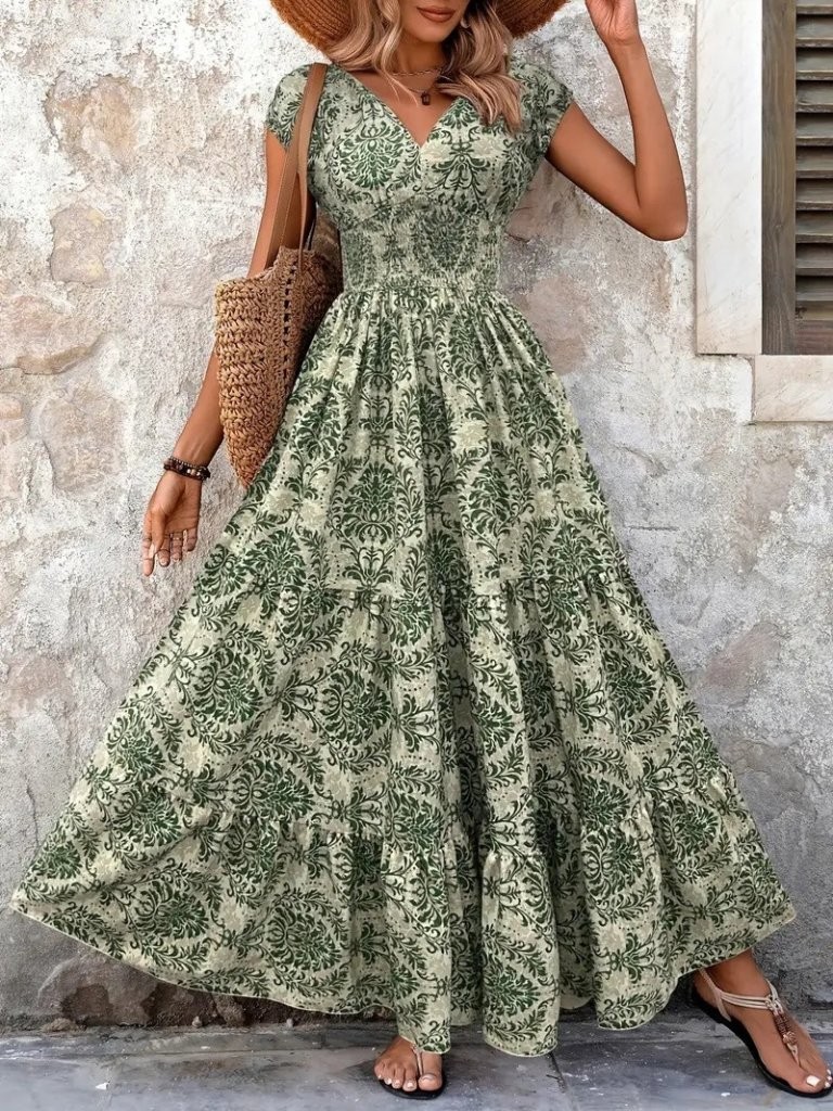 Kadın Kısa Kollu Kruvaze Yaka Beli Lastikli Süprem