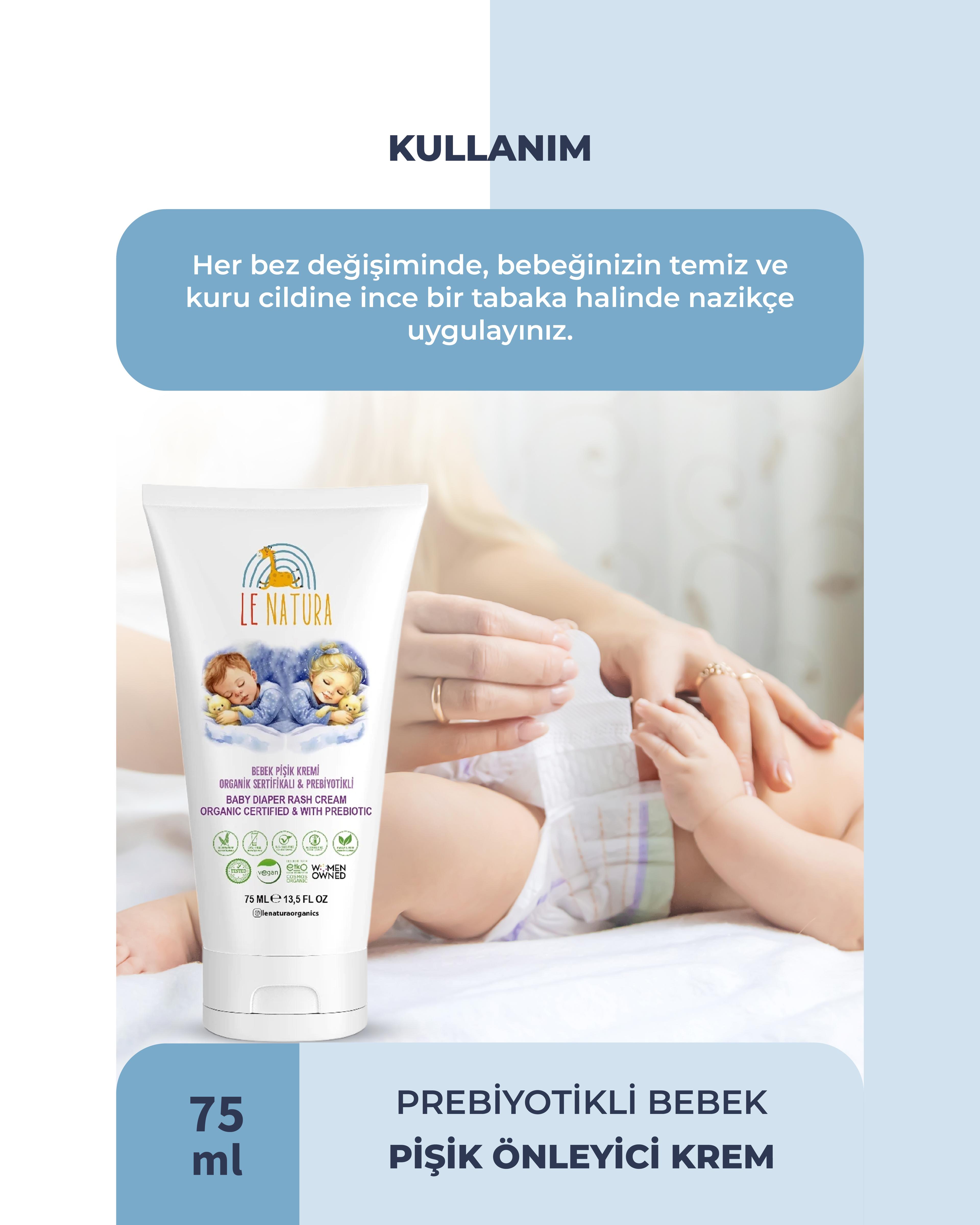 Organik, Vegan ve Prebiyotikli Bebek Pişik Önleyici Krem - Sarı Kantaron Özlü ve Hodan Yağlı 75 ml