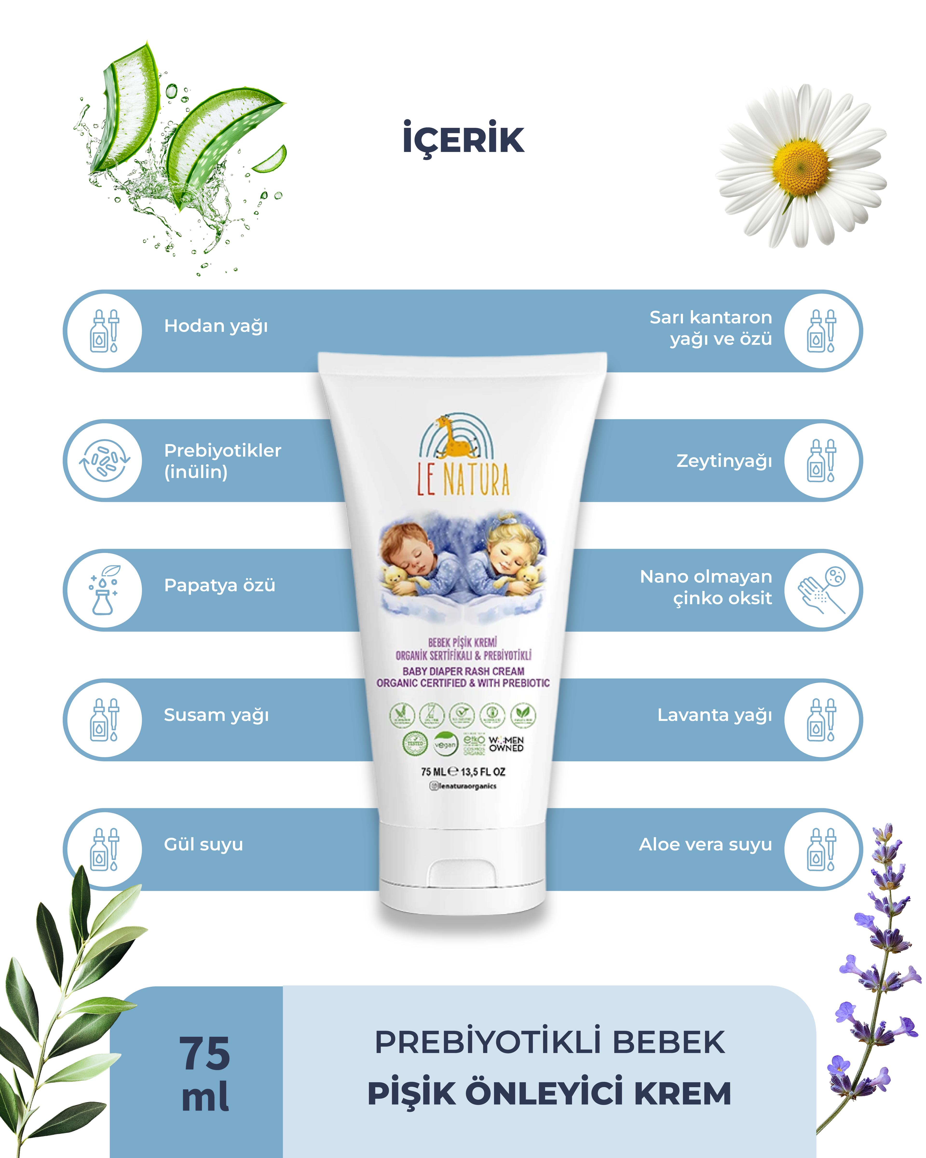 Organik, Vegan ve Prebiyotikli Bebek Pişik Önleyici Krem - Sarı Kantaron Özlü ve Hodan Yağlı 75 ml