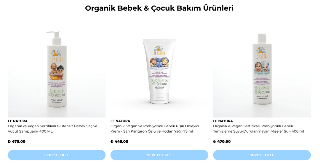 Le Natura Organik Bebek & Çocuk Bakım Ürünleri 
