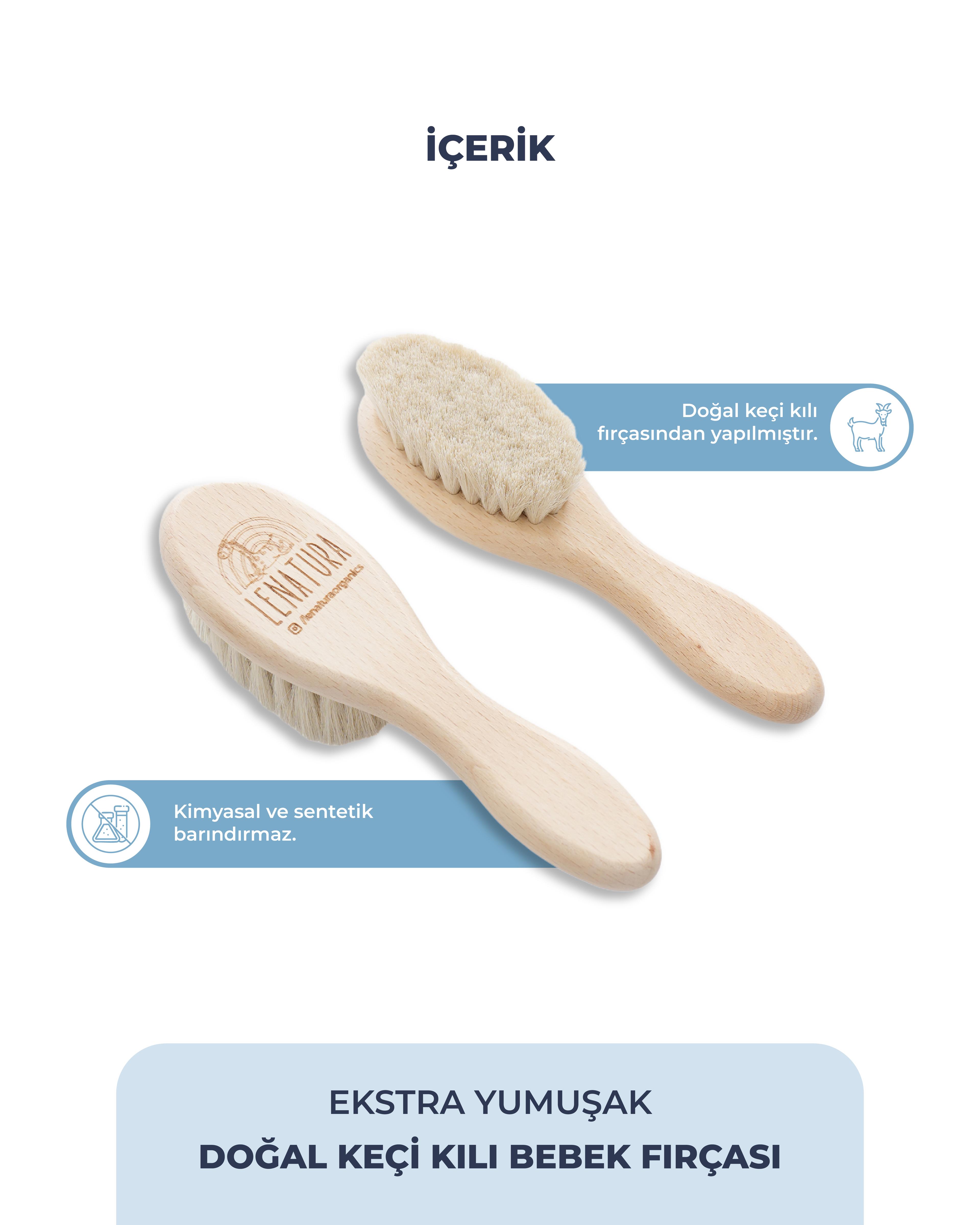 Ekstra Yumuşak Doğal Keçi Keçi Kılı Bebek Konak Saç Fırçası