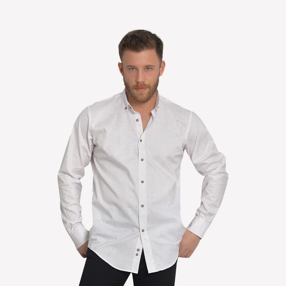 Beyaz - Casual Erkek Gömlek