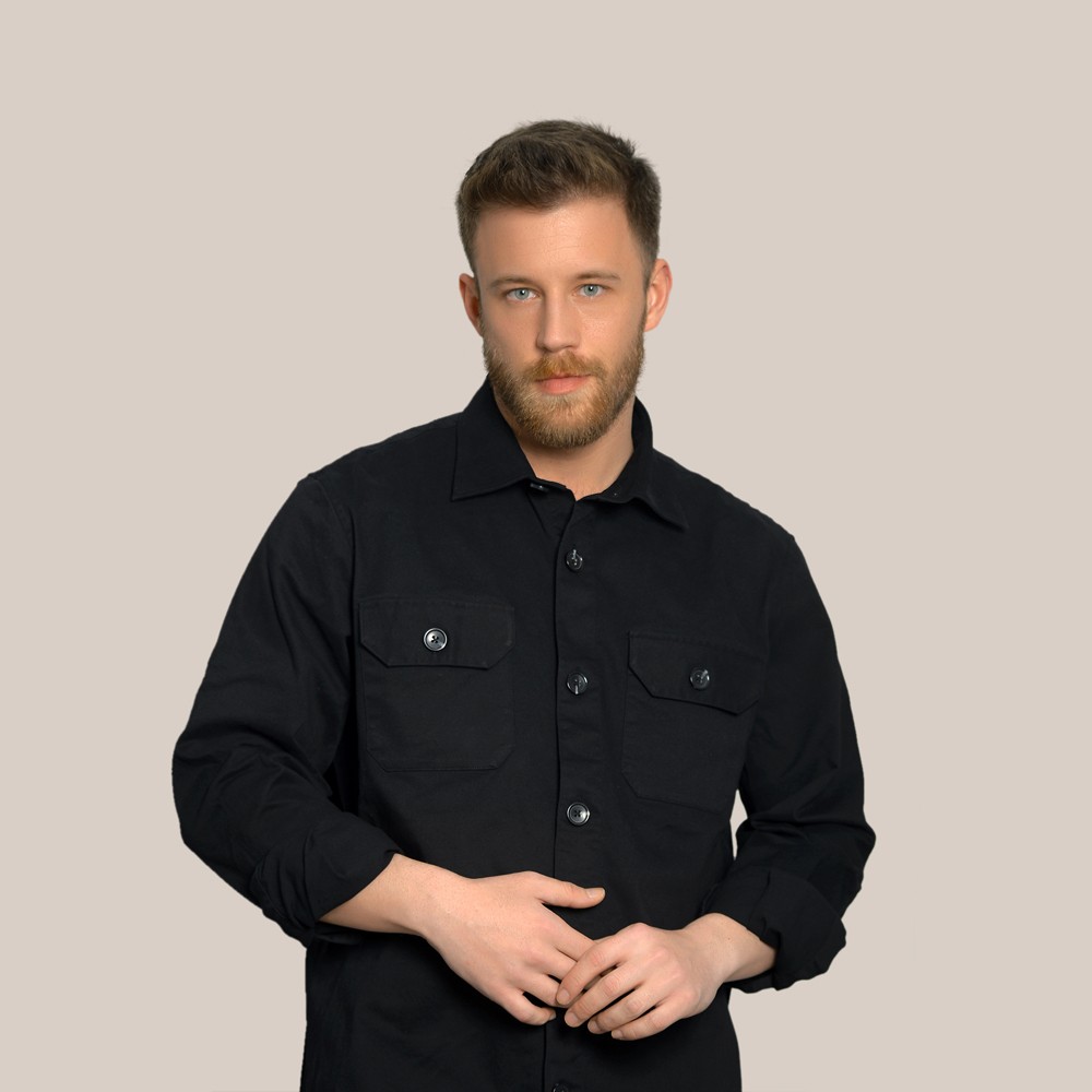 Siyah Çift Cepli Ceket Gömlek