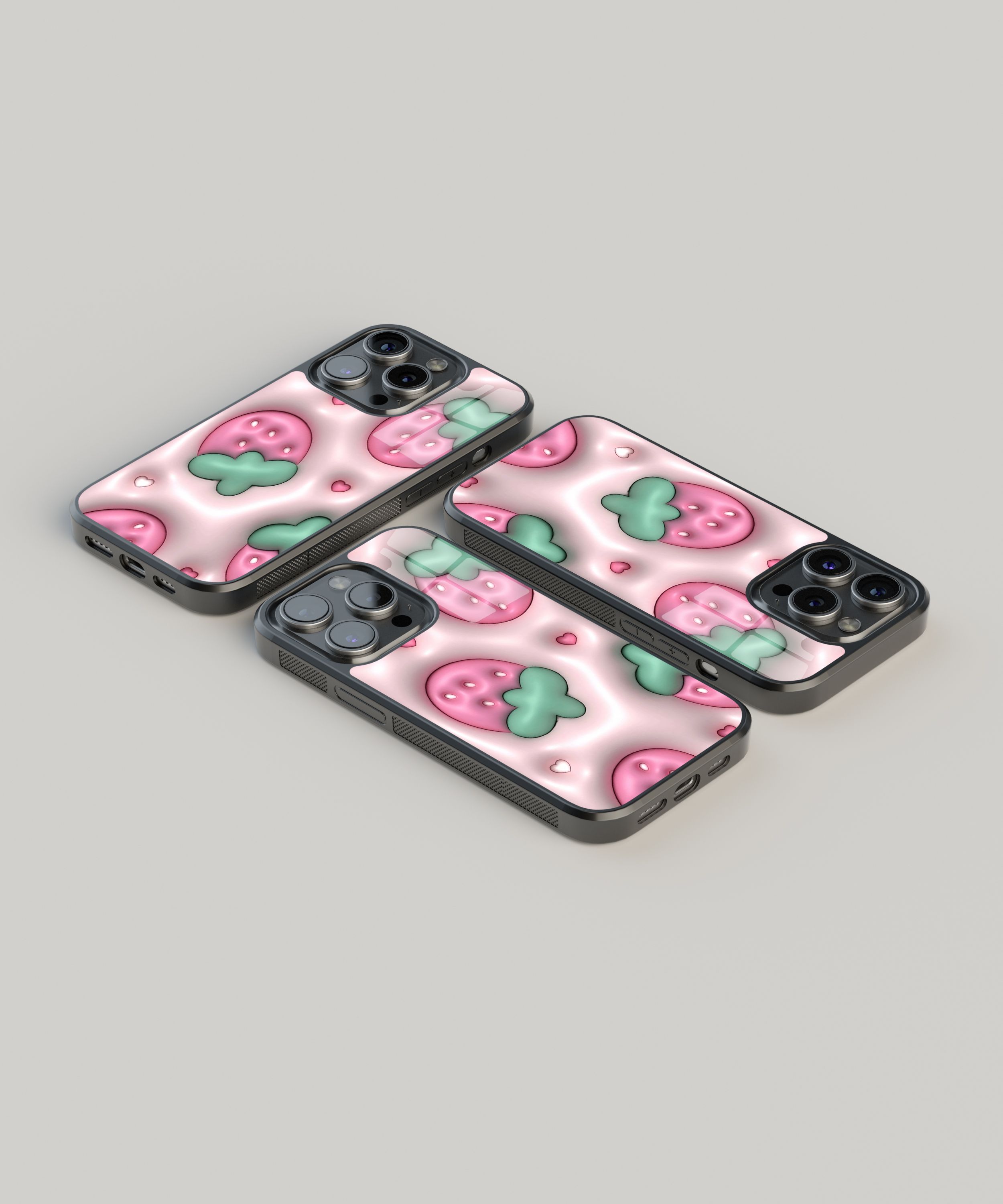 3D Pınk Strawberry Flexible Cam Kılıf