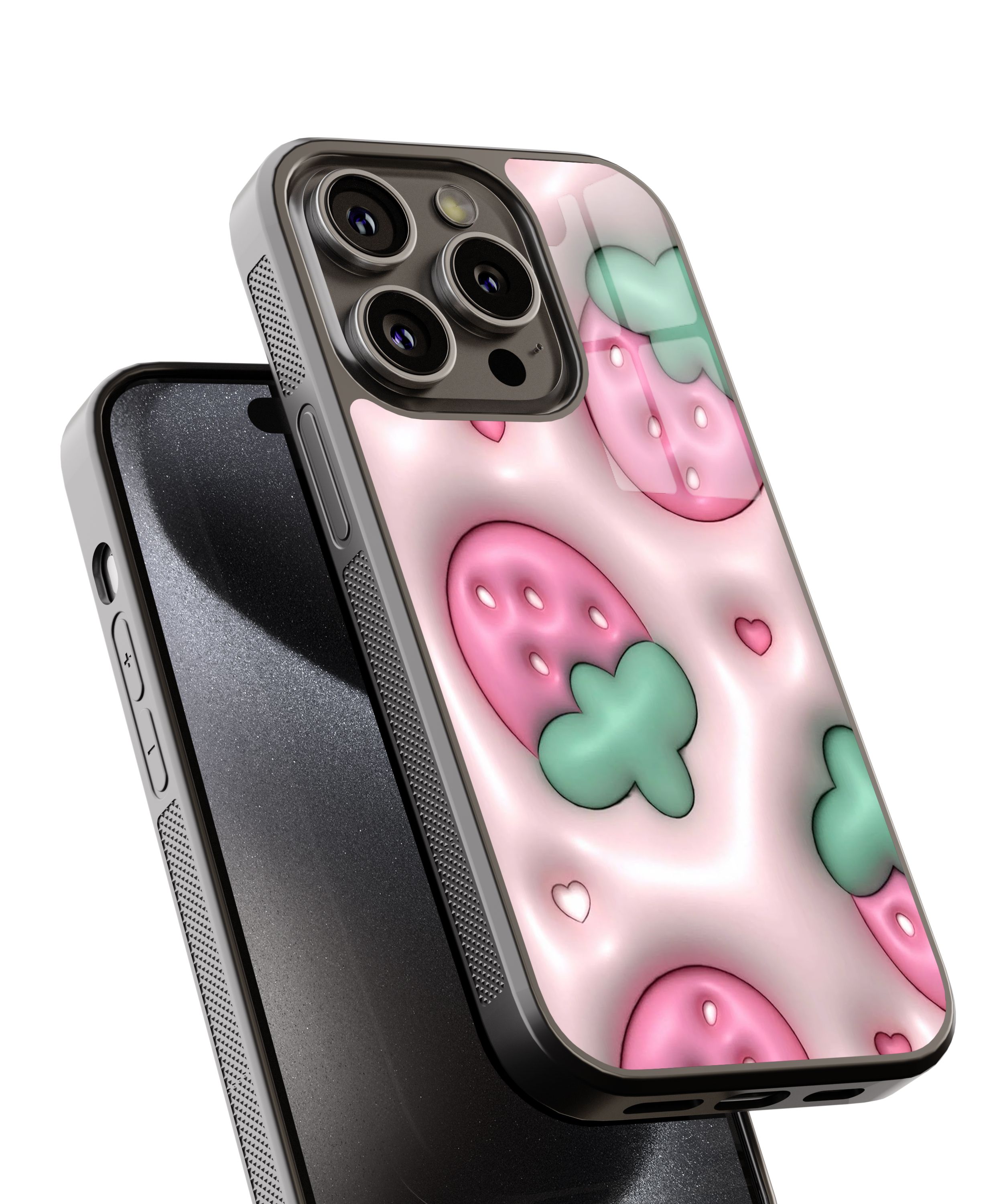 3D Pınk Strawberry Flexible Cam Kılıf