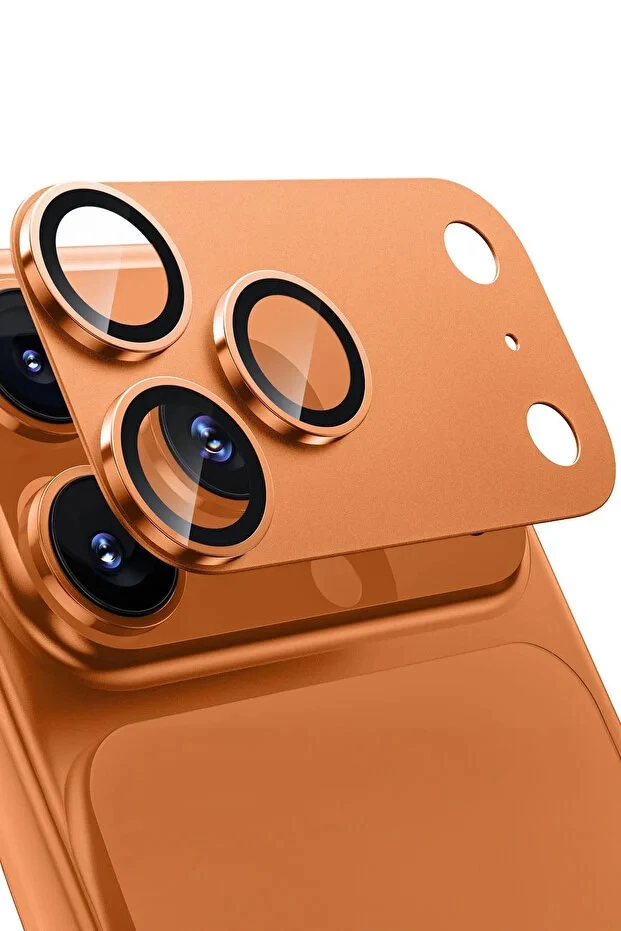 Apple 17 Serisi Kamera Lens Koruyucu Metal Çerceveli Tam Kaplar Koruyucu Cam
