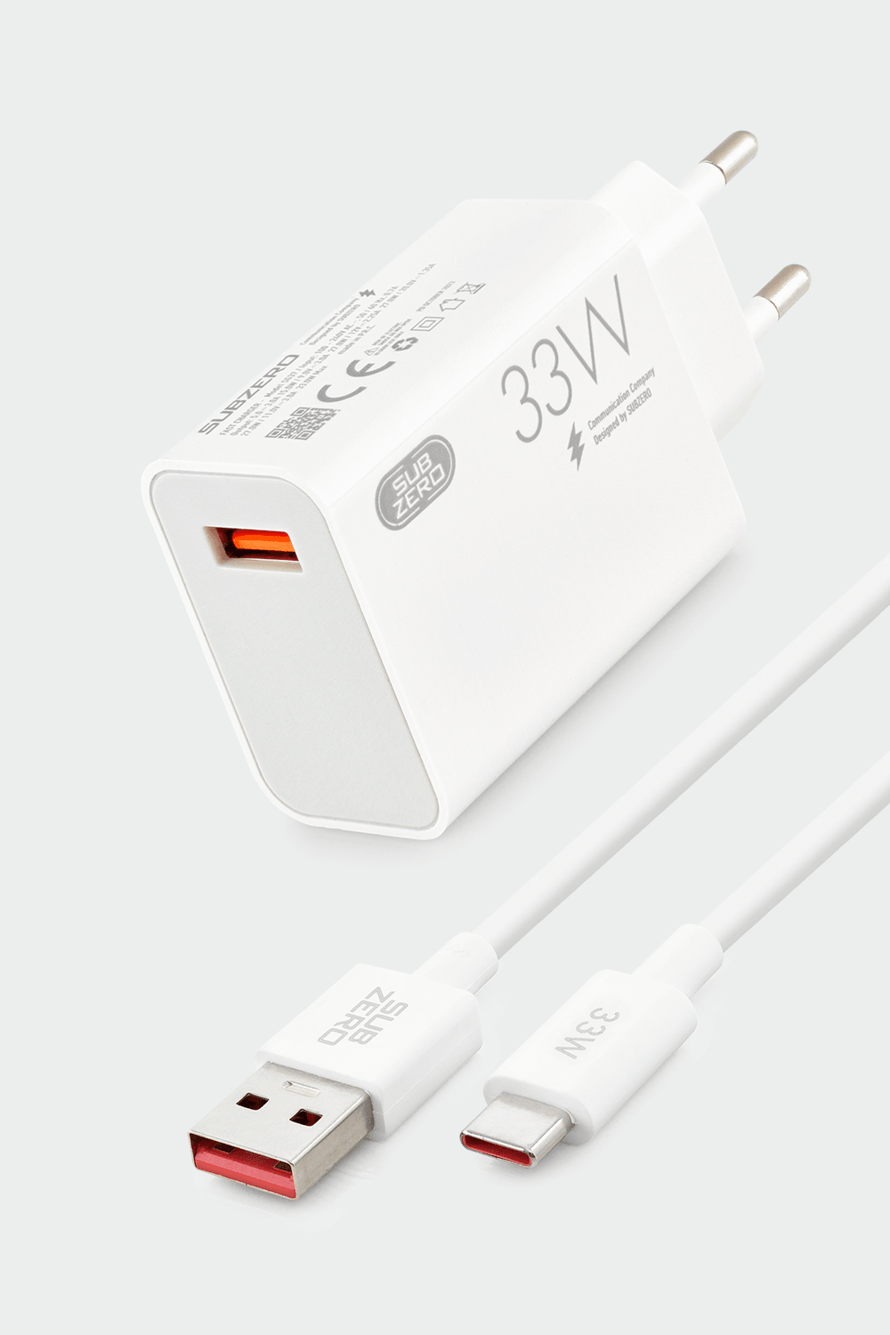 Subzero Usb to Type-C Kablo Şarj Cihazı Seti Beyaz