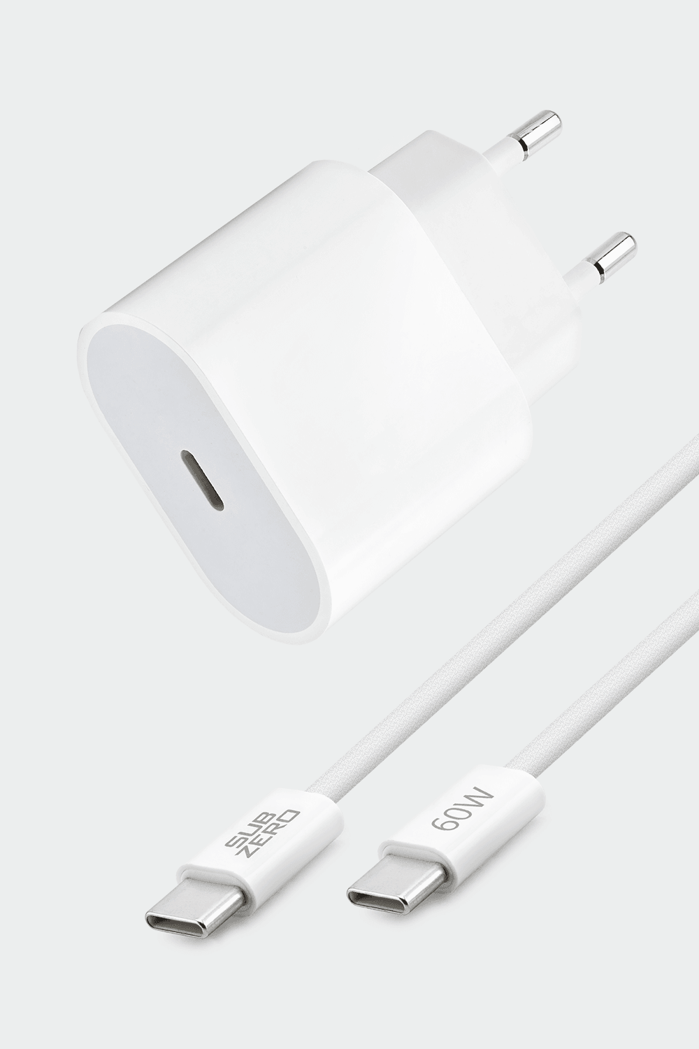 Subzero Usb to Type-C Kablo Şarj Cihazı Seti Beyaz