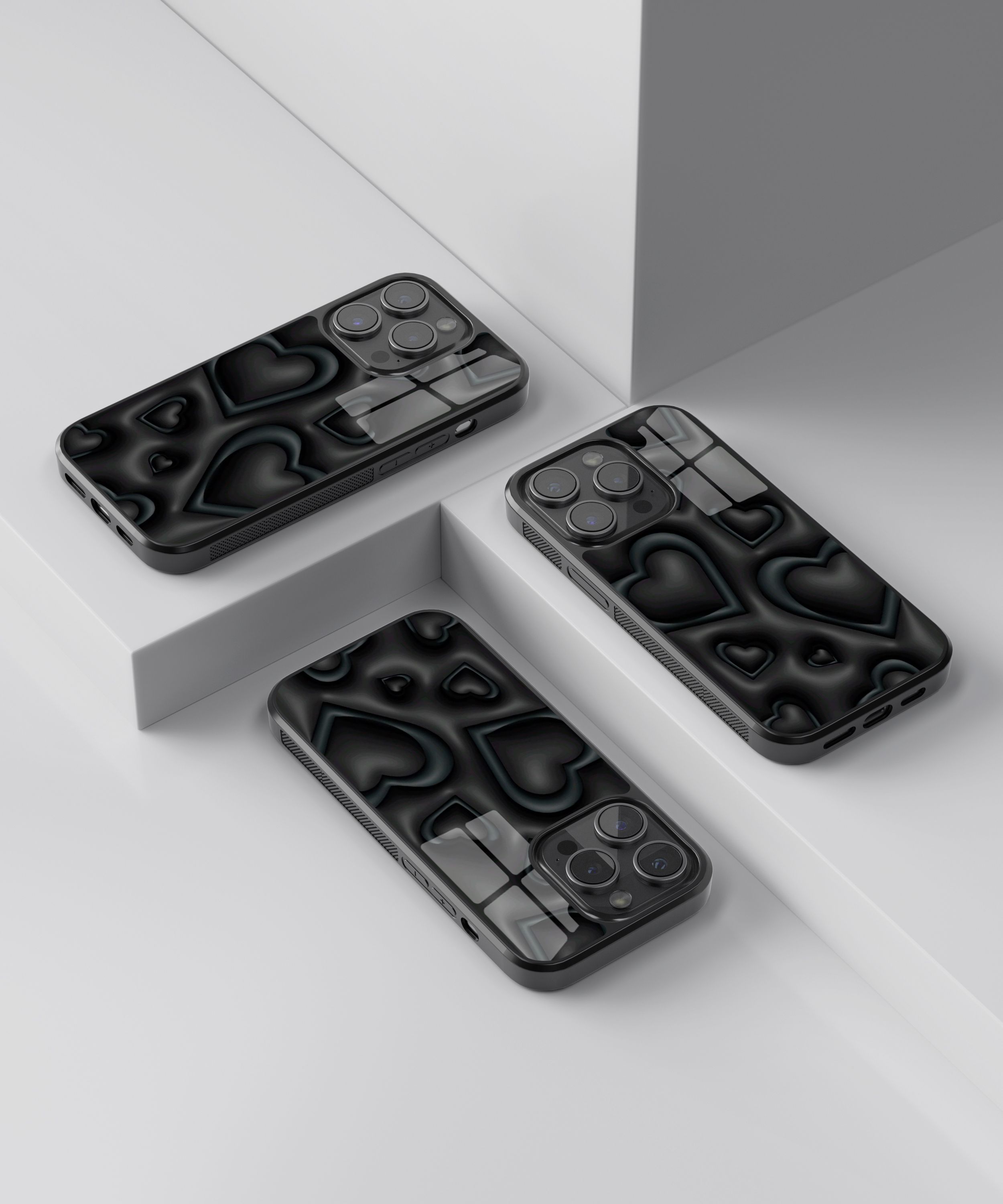 3D Black Heart Flexible Cam Kılıf