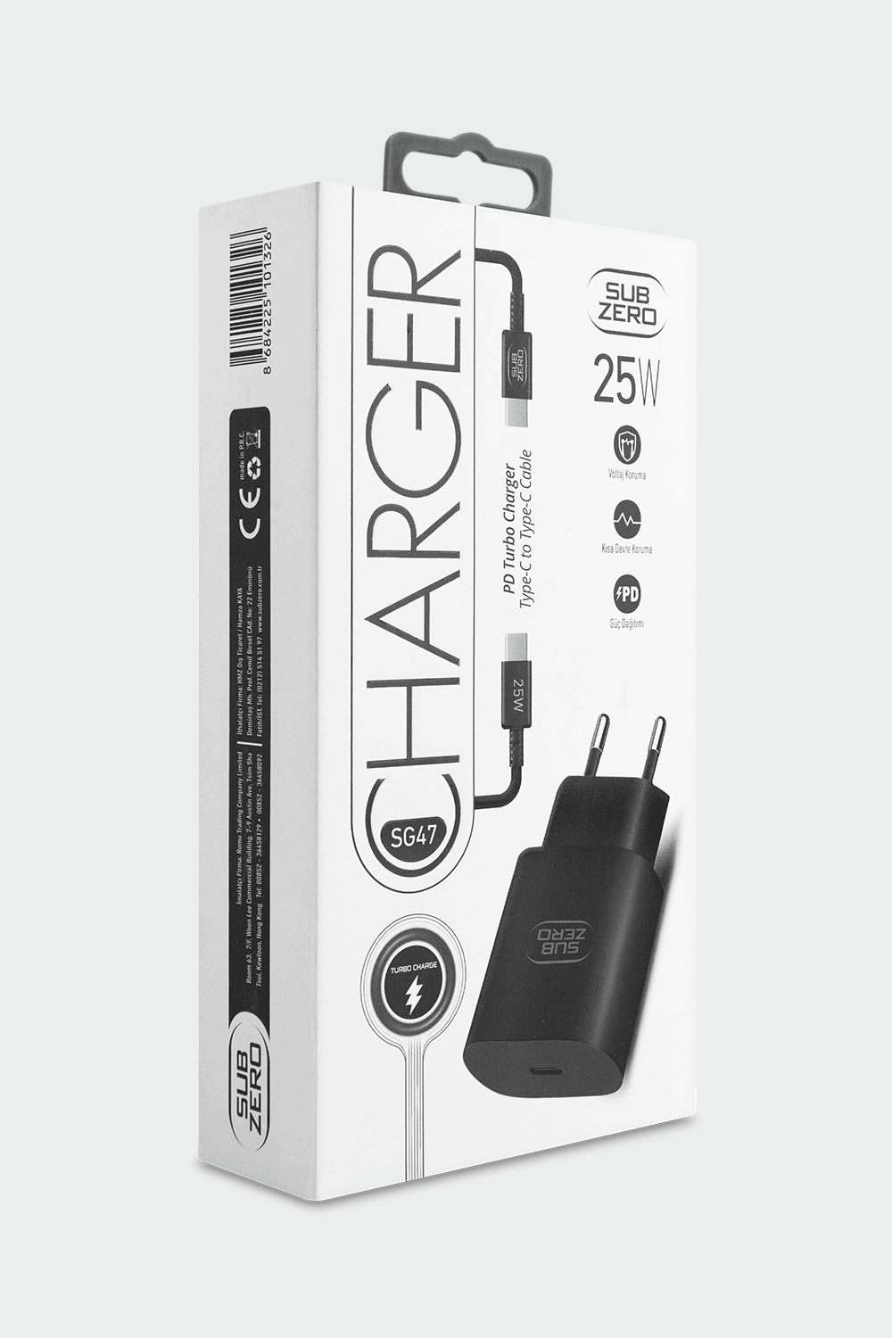 Subzero Usb to Type-C Kablo Şarj Cihazı Seti Siyah