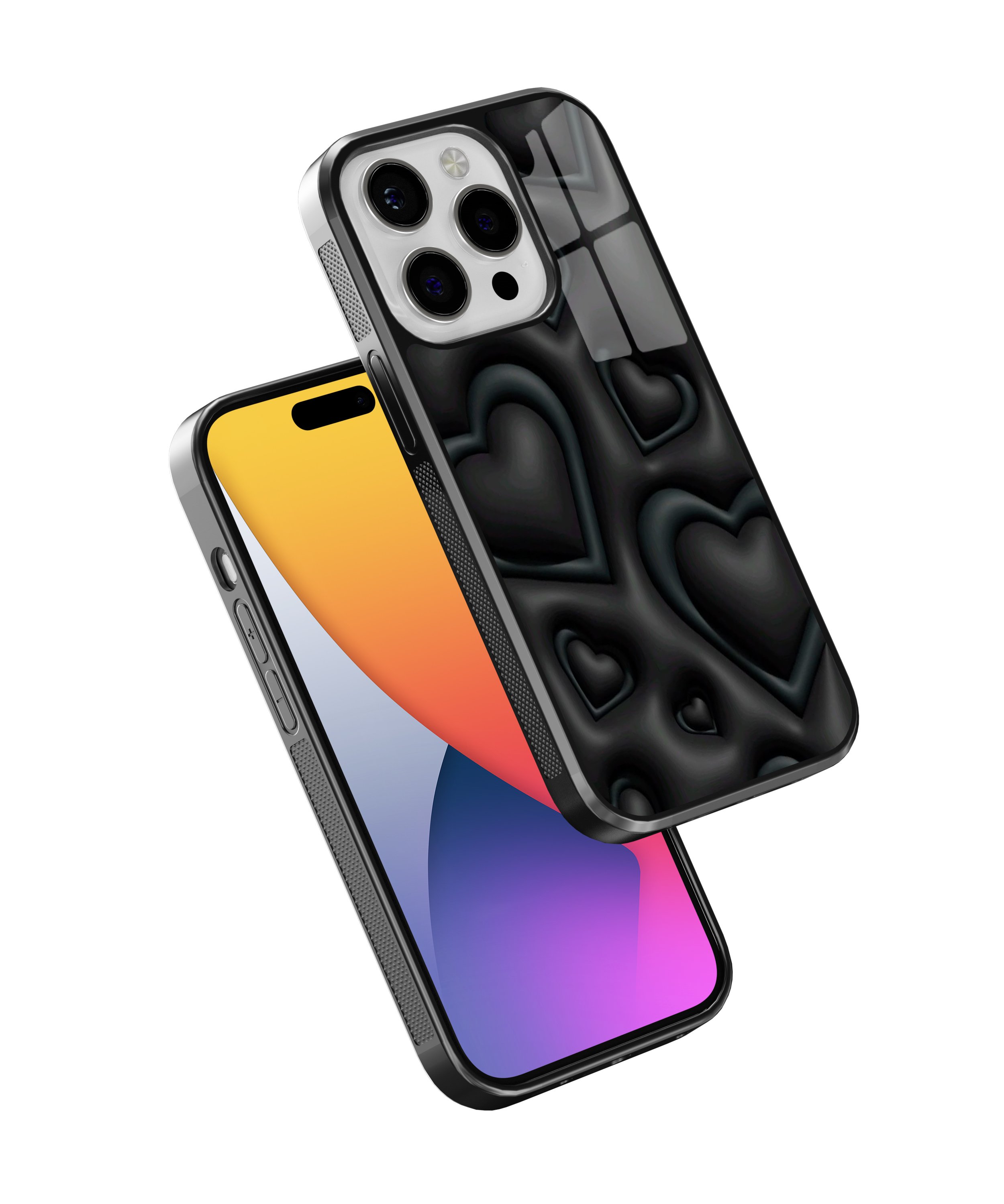 3D Black Heart Flexible Cam Kılıf