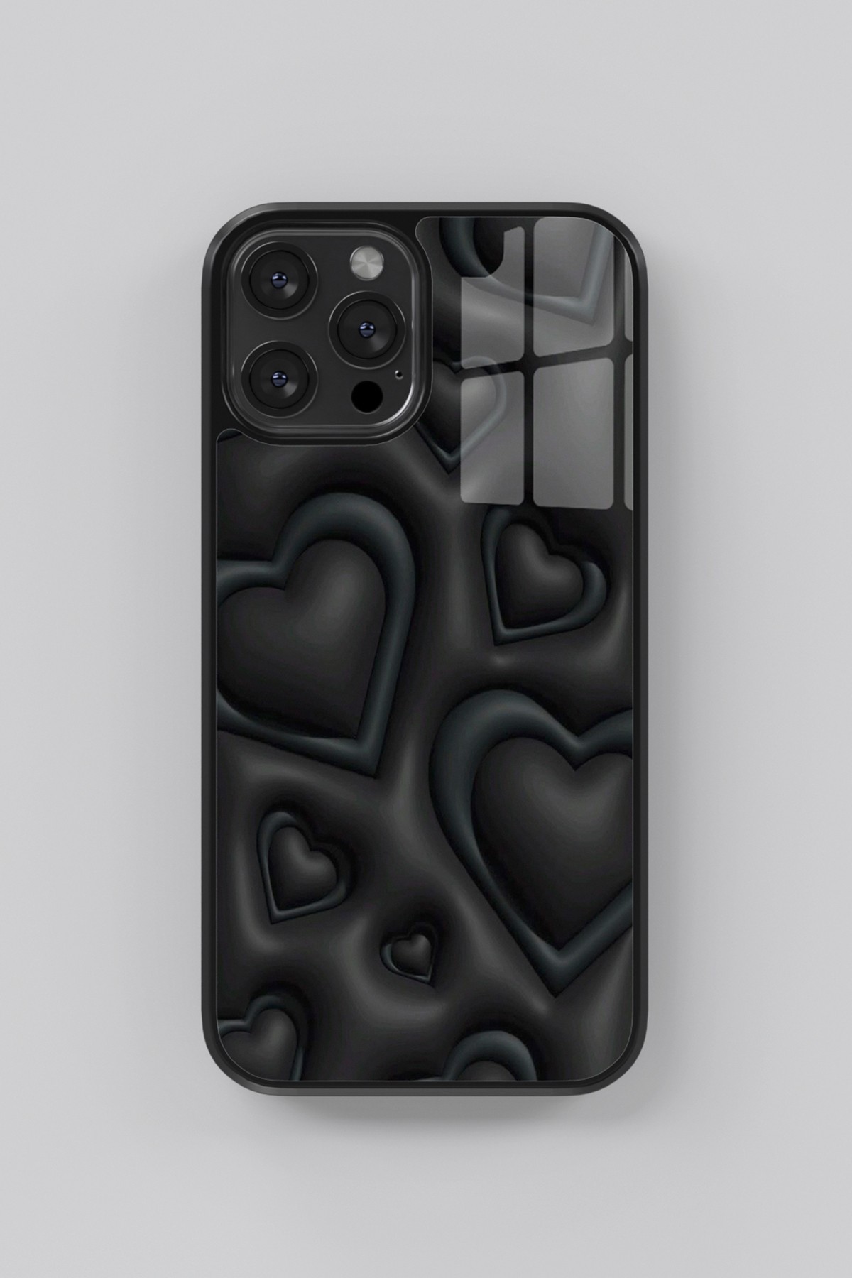3D Black Heart Flexible Cam Kılıf