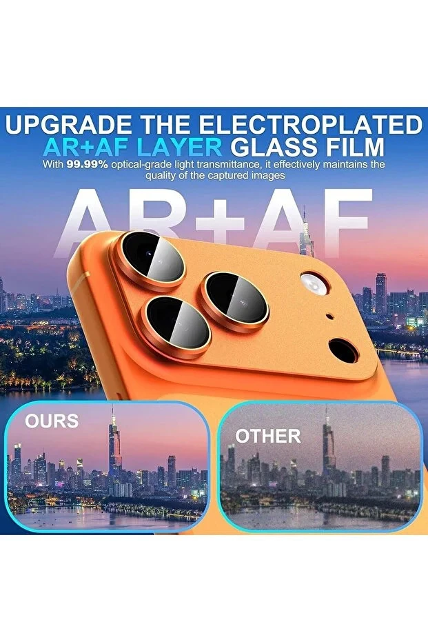 Apple 17 Serisi Kamera Lens Koruyucu Metal Çerceveli Tam Kaplar Koruyucu Cam