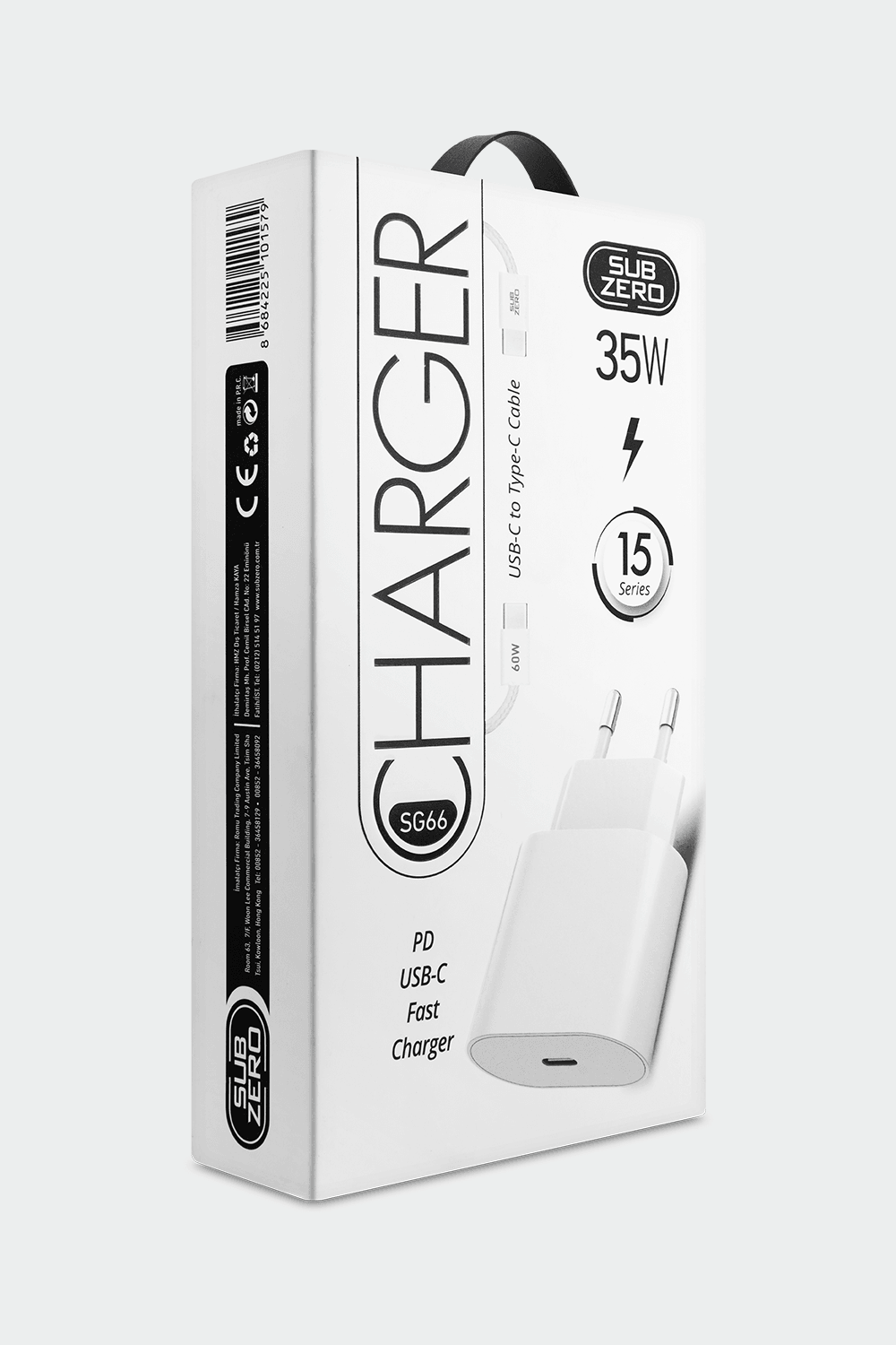 Subzero Usb to Type-C Kablo Şarj Cihazı Seti Beyaz