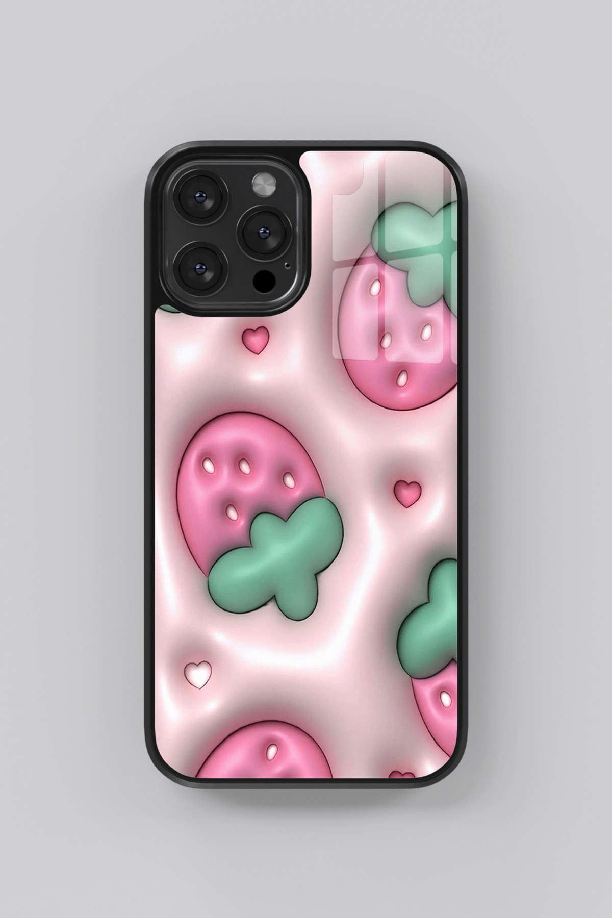 3D Pınk Strawberry Flexible Cam Kılıf