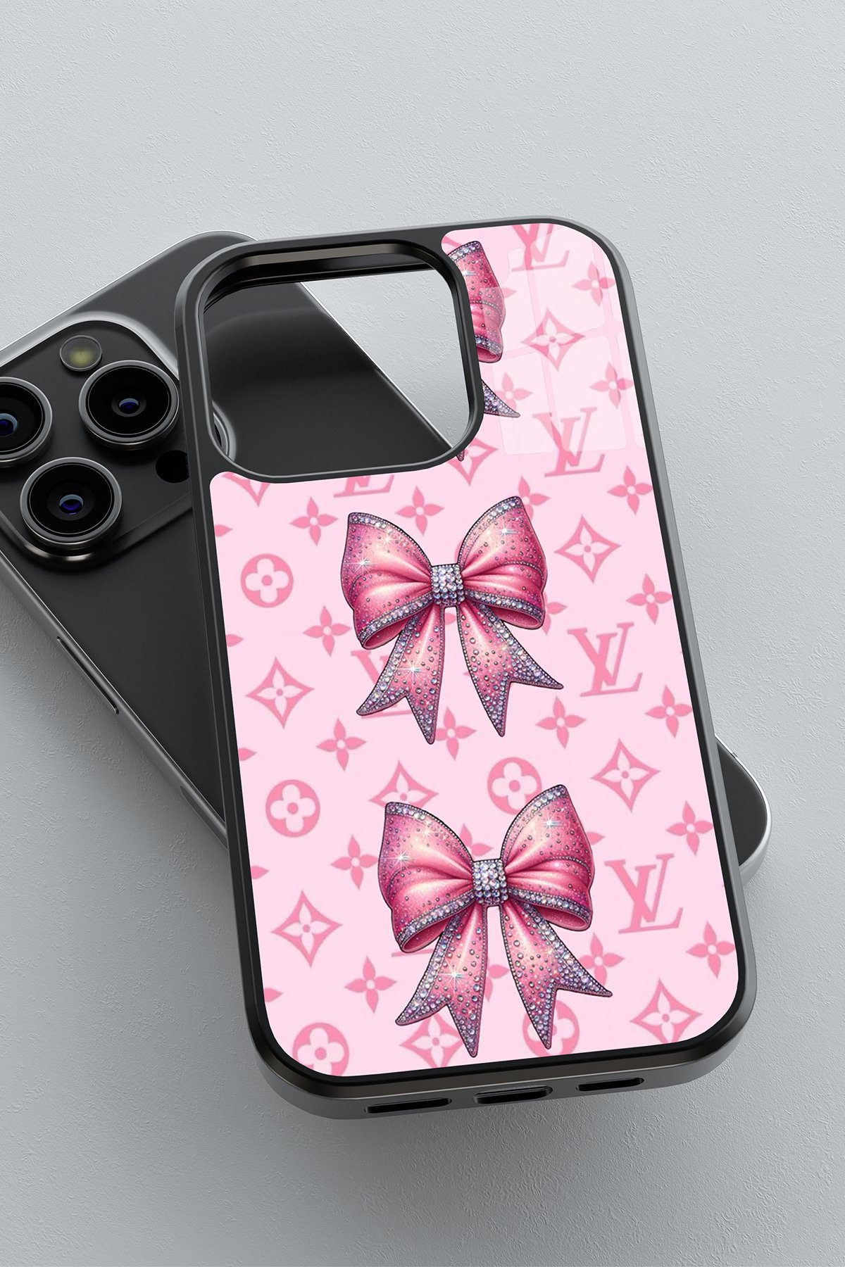 Pembe Taşlı Kurdele Flexible Cam Kılıf