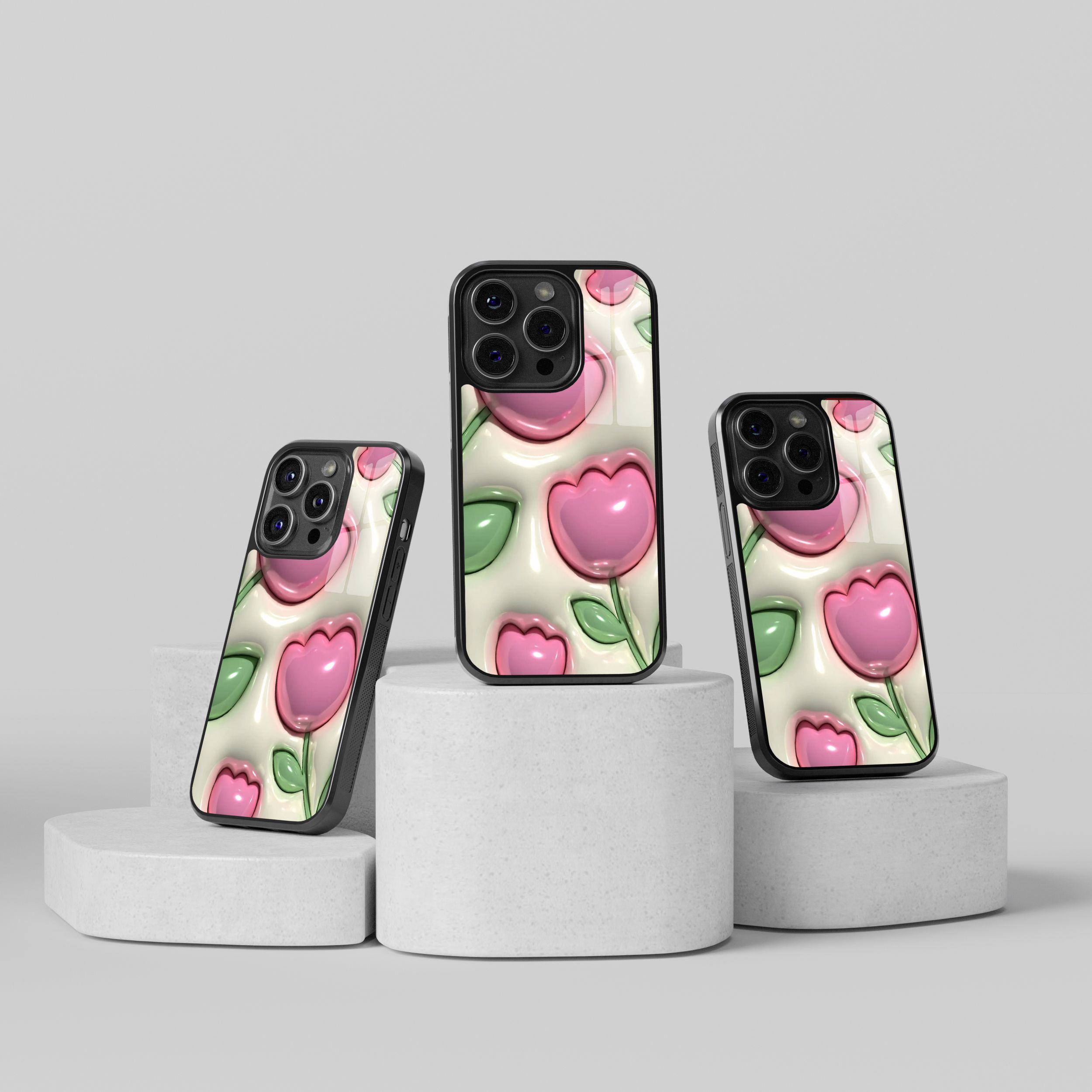 3D Pınk Tulıp Flexıble Cam Kılıf