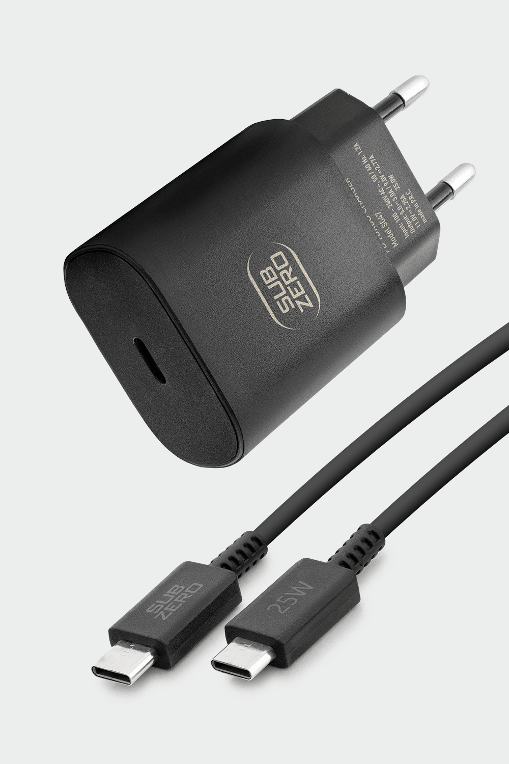 Subzero Usb to Type-C Kablo Şarj Cihazı Seti Siyah