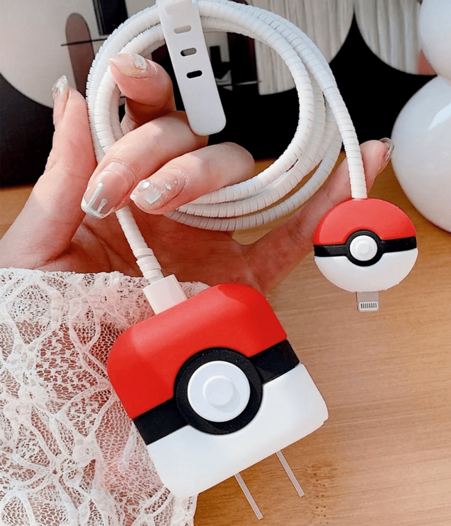 Iphone 18W/20W Uyumlu Şarj Aleti Kılıfı, Adaptör Ve Kablo Koruyucu Pokemon