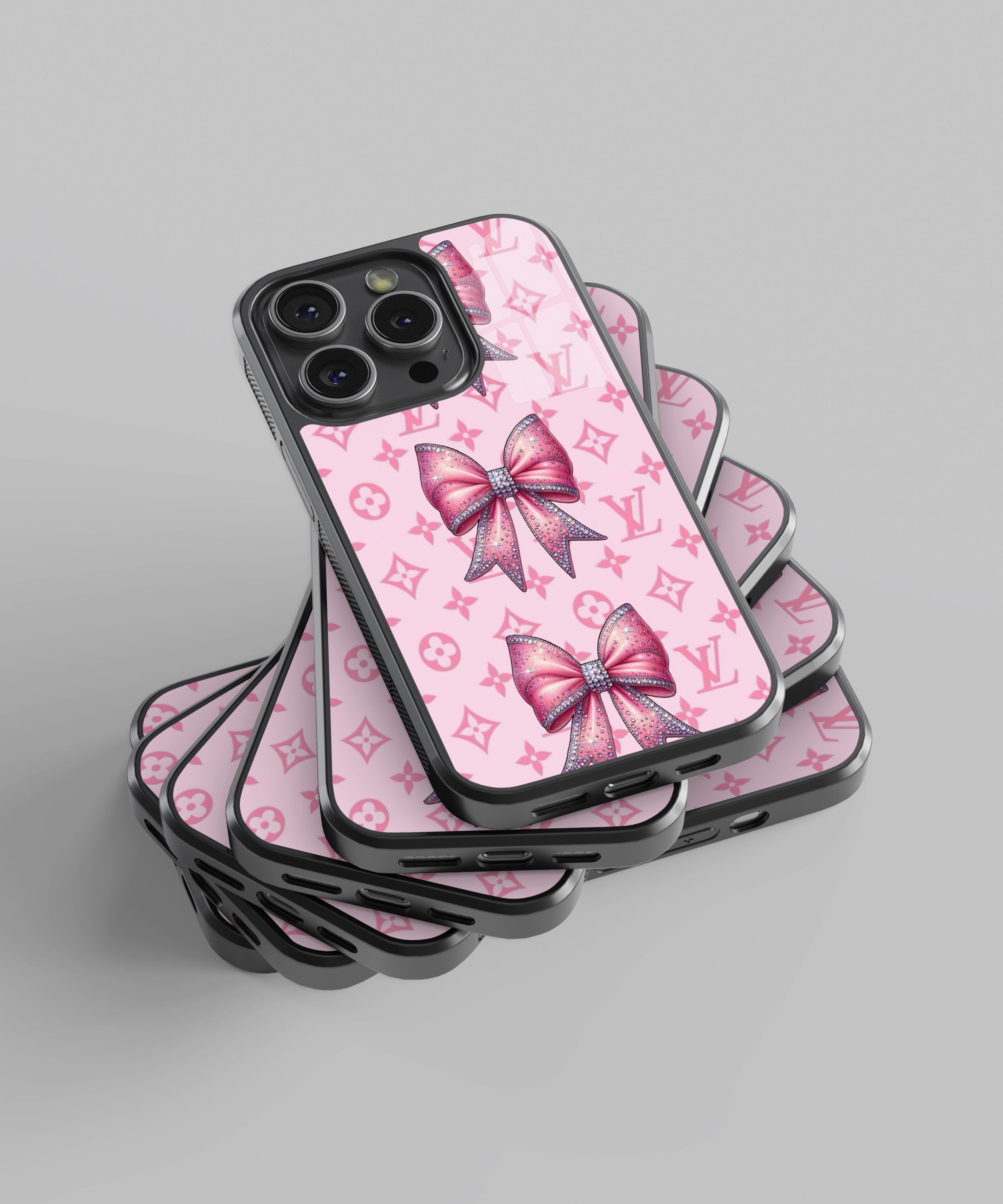 Pembe Taşlı Kurdele Flexible Cam Kılıf