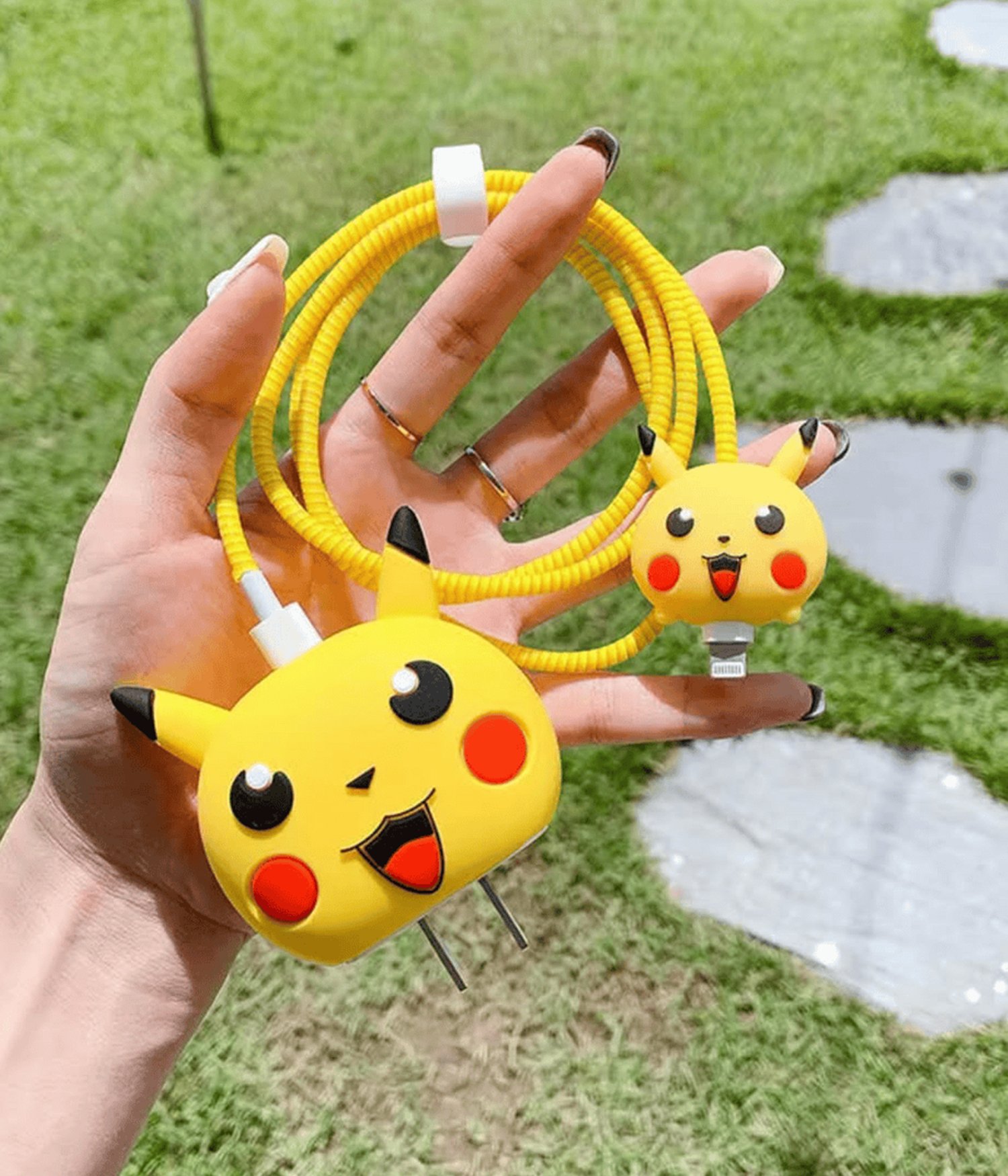 Iphone 18W/20W Uyumlu Şarj Aleti Kılıfı, Adaptör Ve Kablo Koruyucu Pikachu