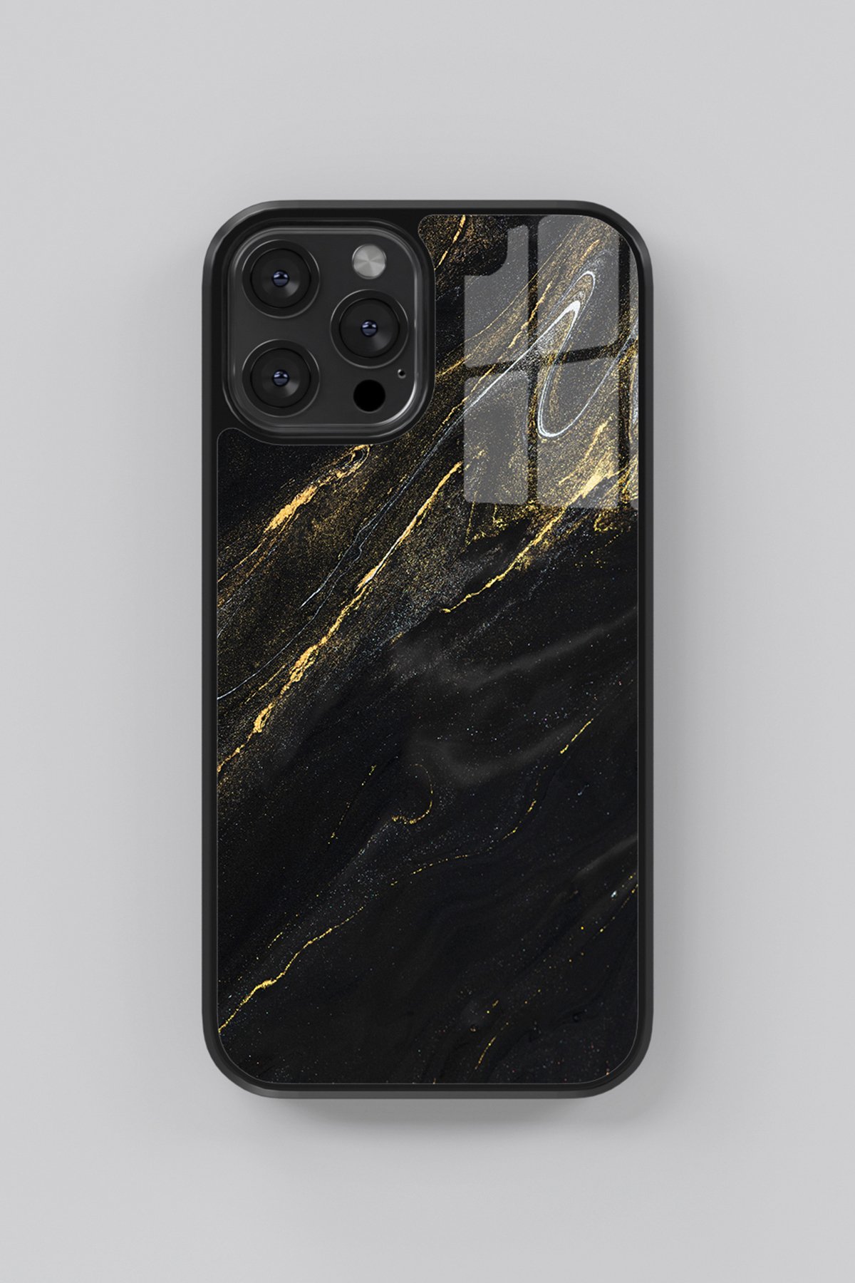 Black Marble Flexible Cam Kılıf