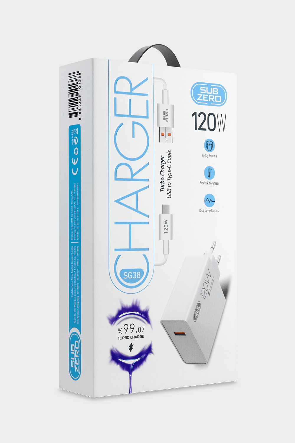 Subzero Usb to Type-C Kablo Şarj Cihazı Seti Beyaz