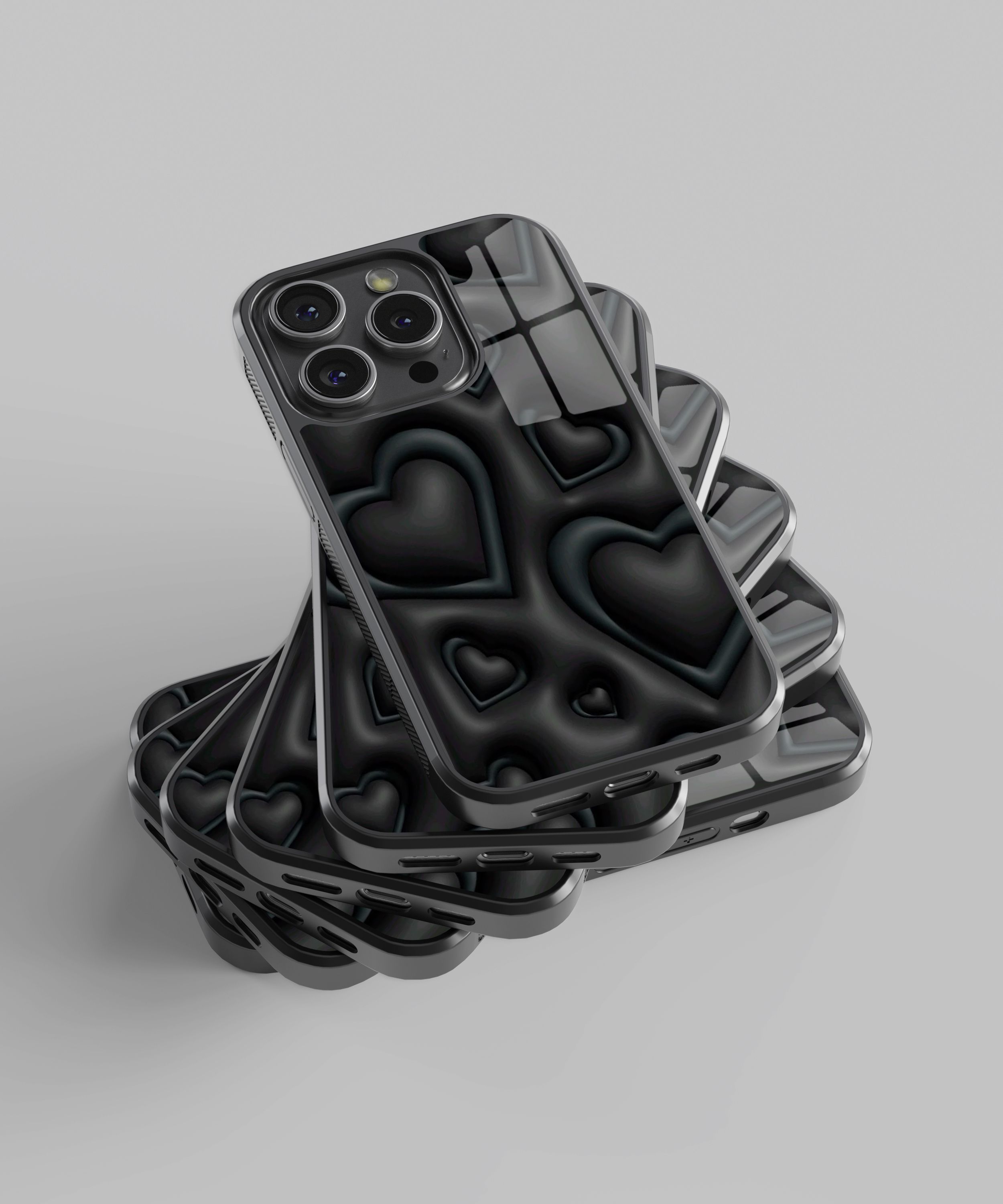 3D Black Heart Flexible Cam Kılıf