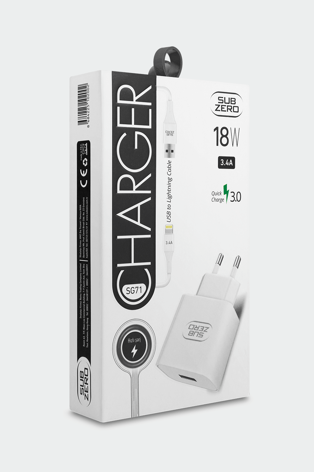 Subzero Usb To Lightning Kablo Şarj Cihazı Seti Beyaz 