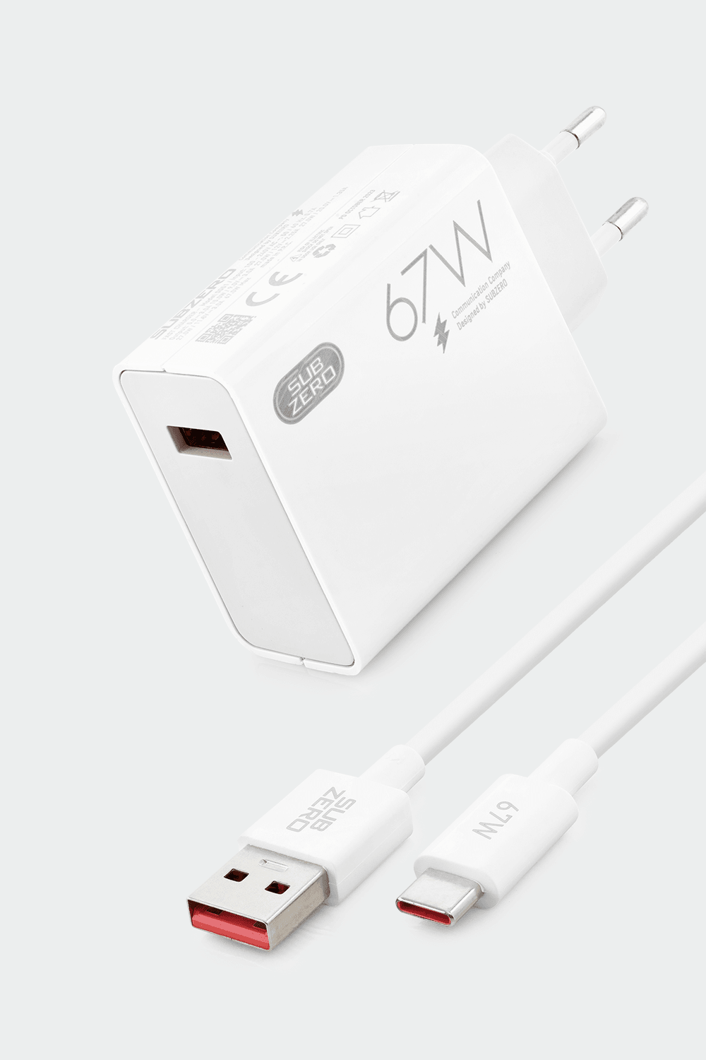 Subzero Usb to Type-C Kablo Şarj Cihazı Seti Beyaz