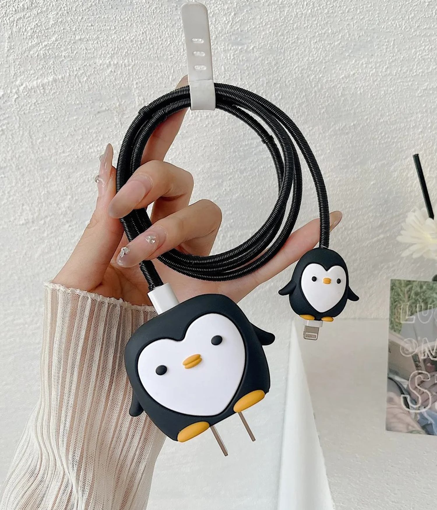 Iphone 18W/20W Uyumlu Şarj Aleti Kılıfı, Adaptör Ve Kablo Koruyucu Penguen