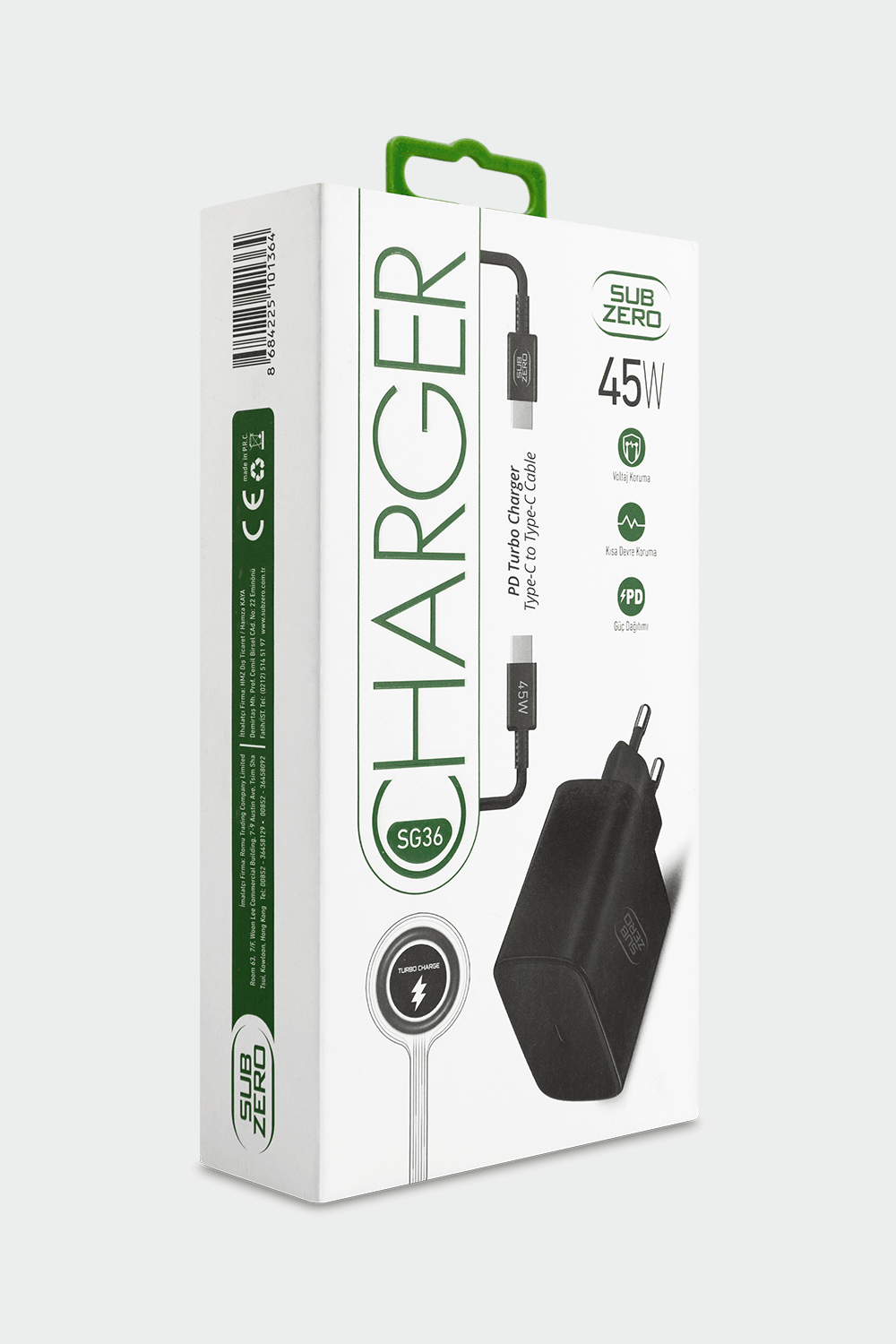 Subzero Usb to Type-C Kablo Şarj Cihazı Seti Siyah
